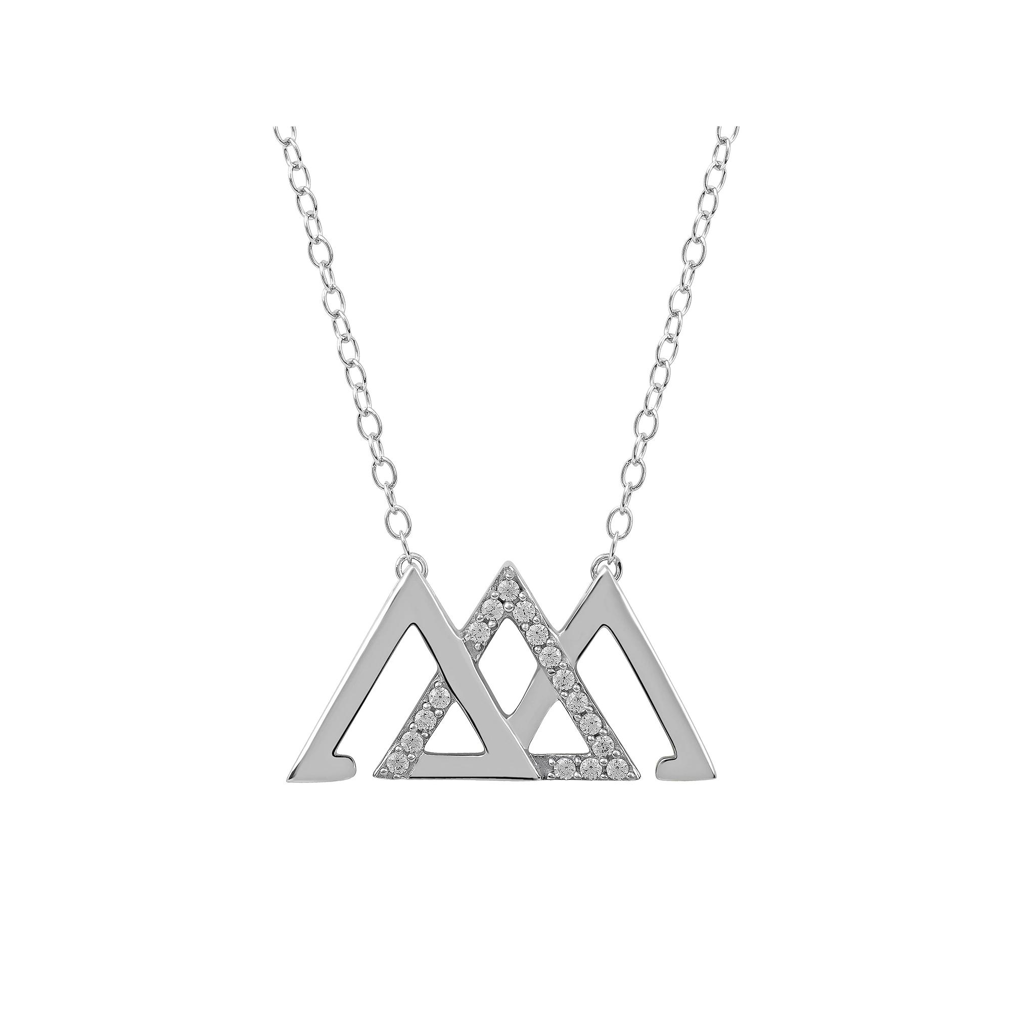 DeCouer 1/10 Carat T.W. Diamond Interlocked Triangle Necklace, Women's, Size: 18", Silver Tone Product Image