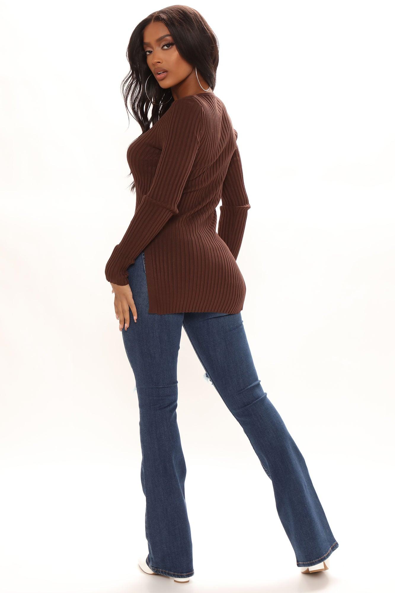 Giving Me The Feels Sweater - Chocolate Female Product Image