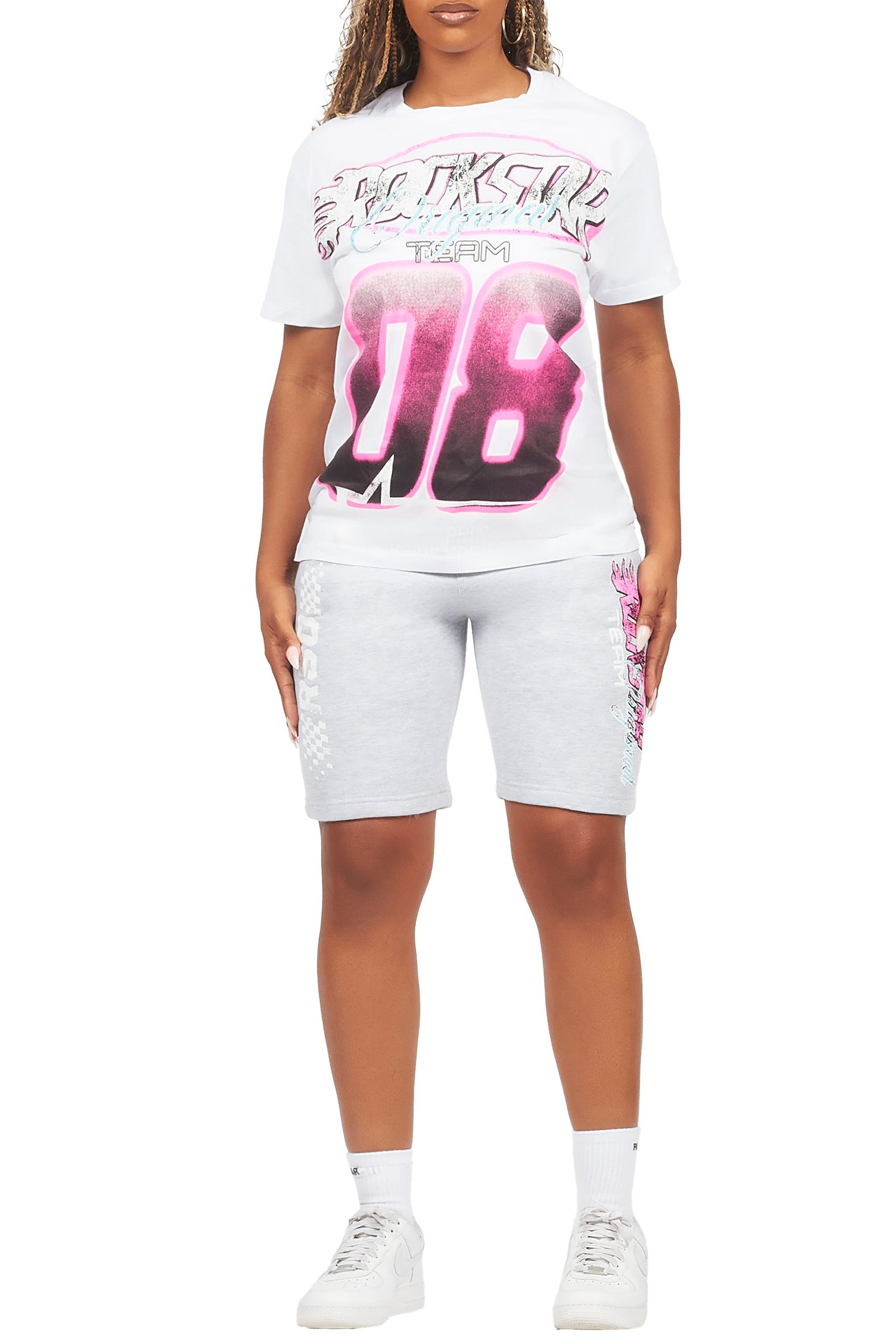 Shajara White/Heather Grey T-Shirt Short Set Female Product Image