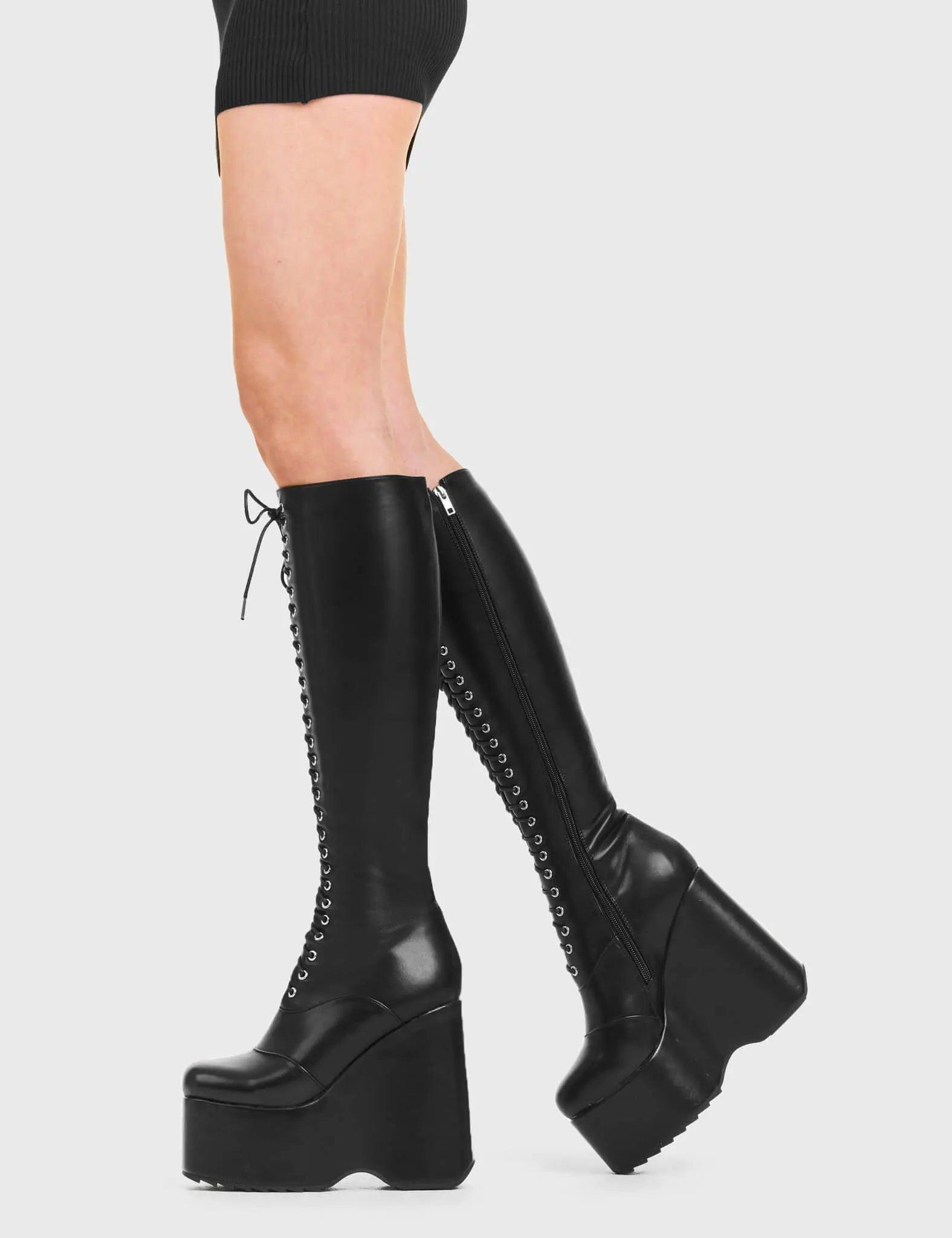Kiss City Chunky Platform Knee High Boots Product Image