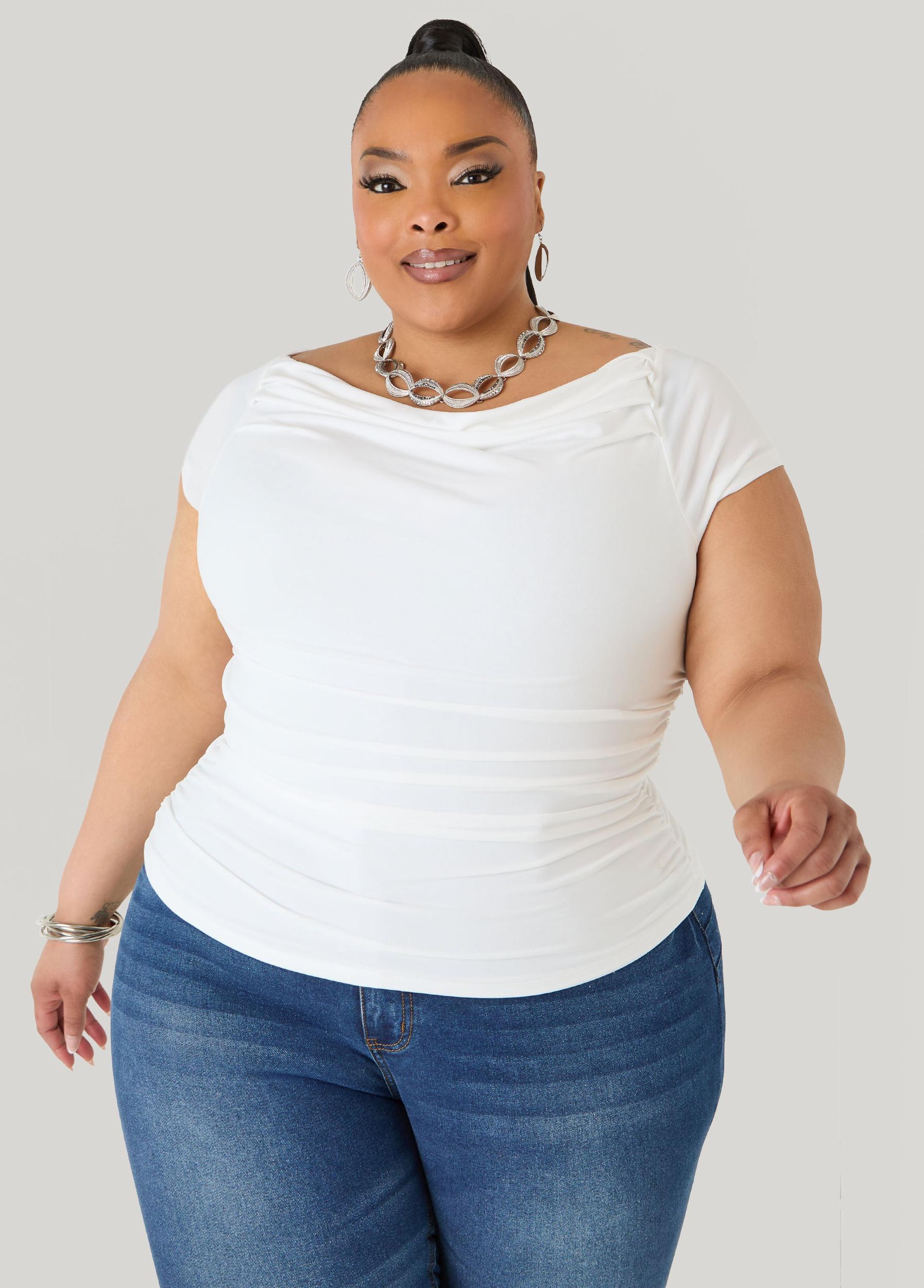 Ruched Cowl Neck Top Product Image