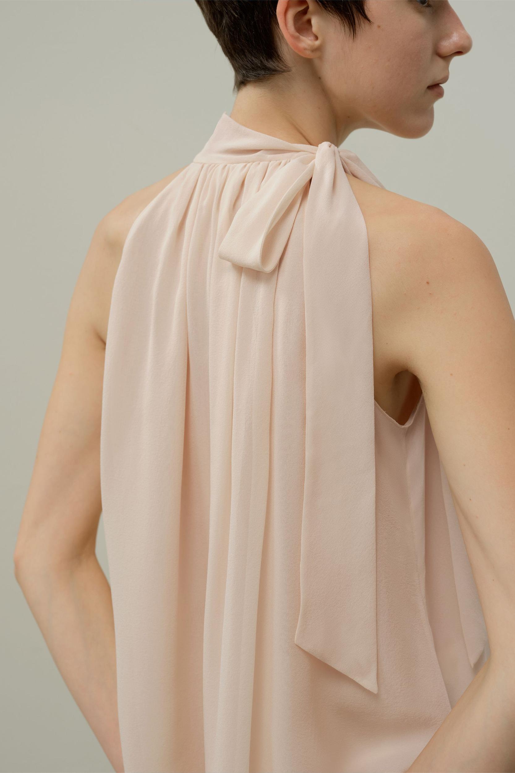 Adjustable Tie-Neck Georgette Blouse Product Image