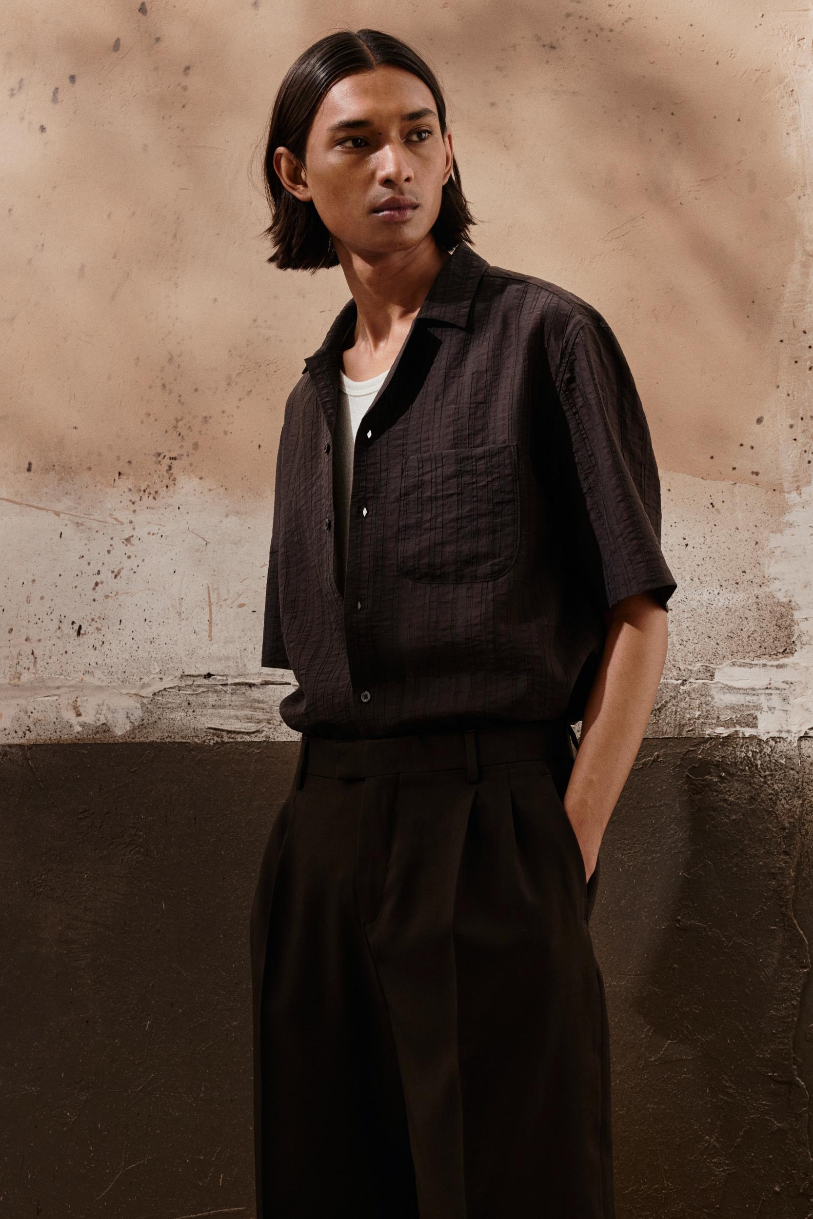 Regular-Fit Textured Resort Shirt Product Image