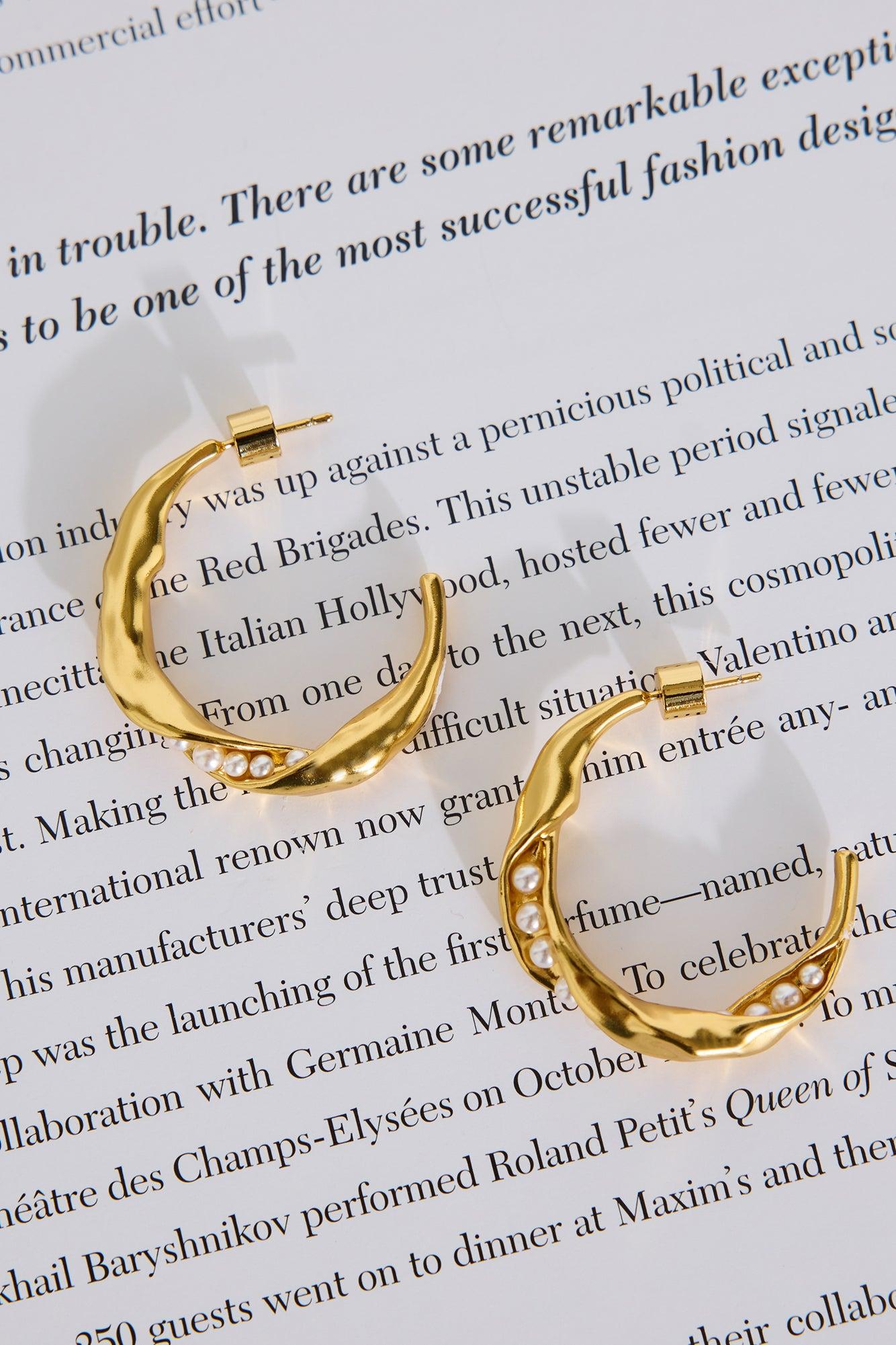 18k Gold Plated Chic Open Hoop Earrings Gold Product Image
