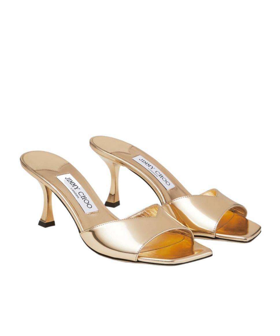 JIMMY CHOO Skye 70 Metallic Leather Sandals In Gold Product Image