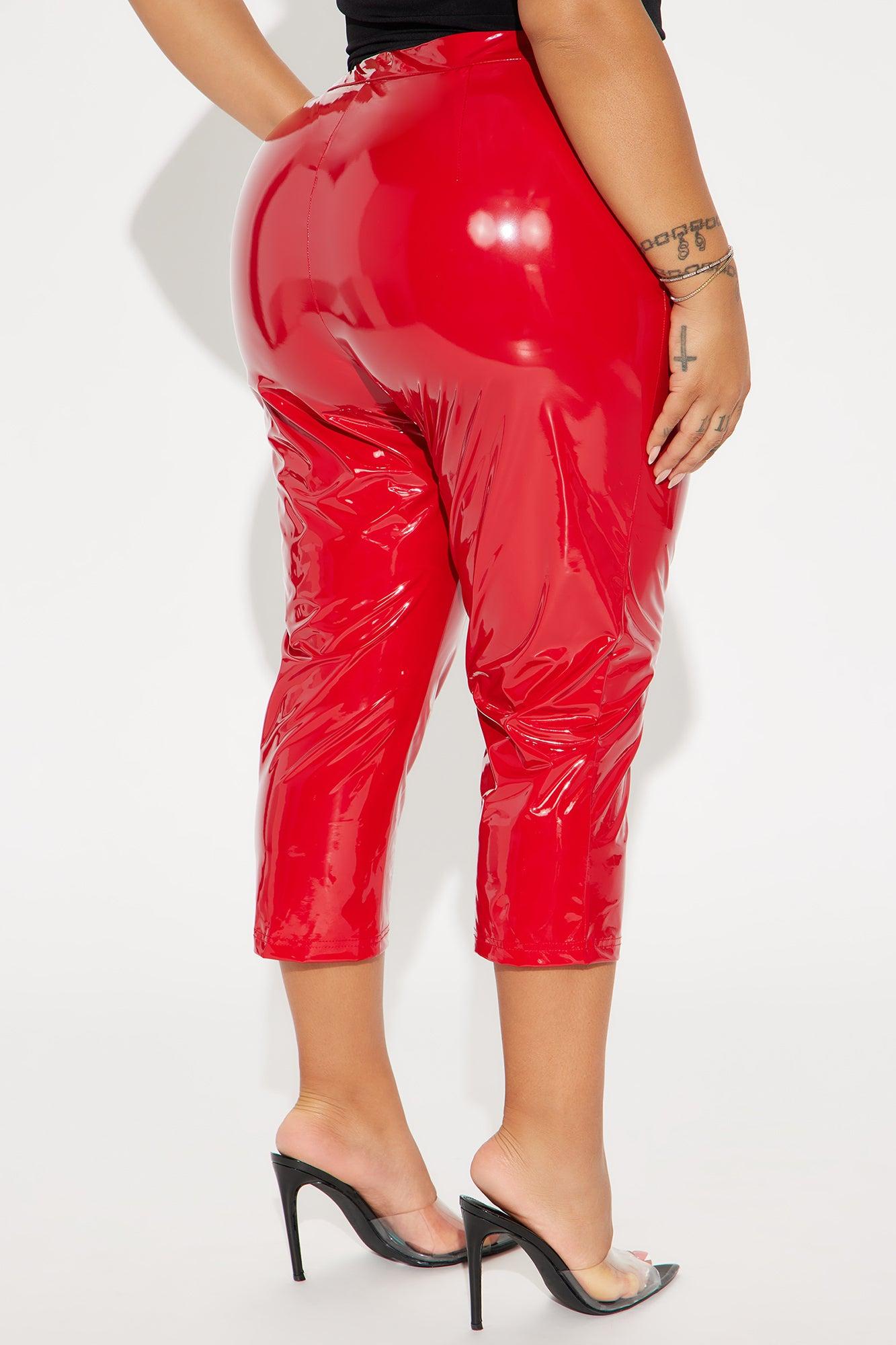 Late Night Texts Vinyl Capri Pant - Red Product Image