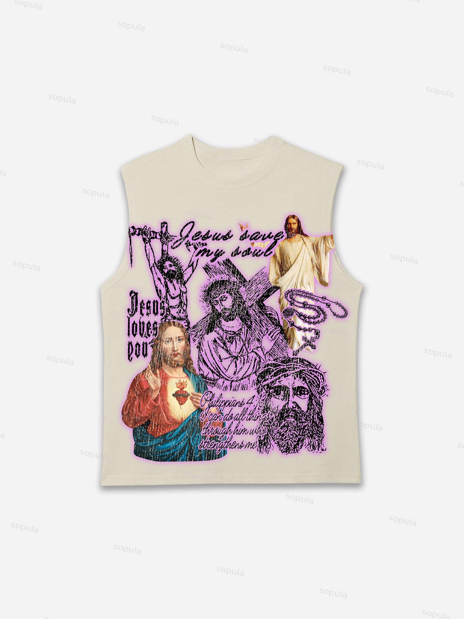 Jesus Portrait Graphic Bible Print Tank Top Product Image