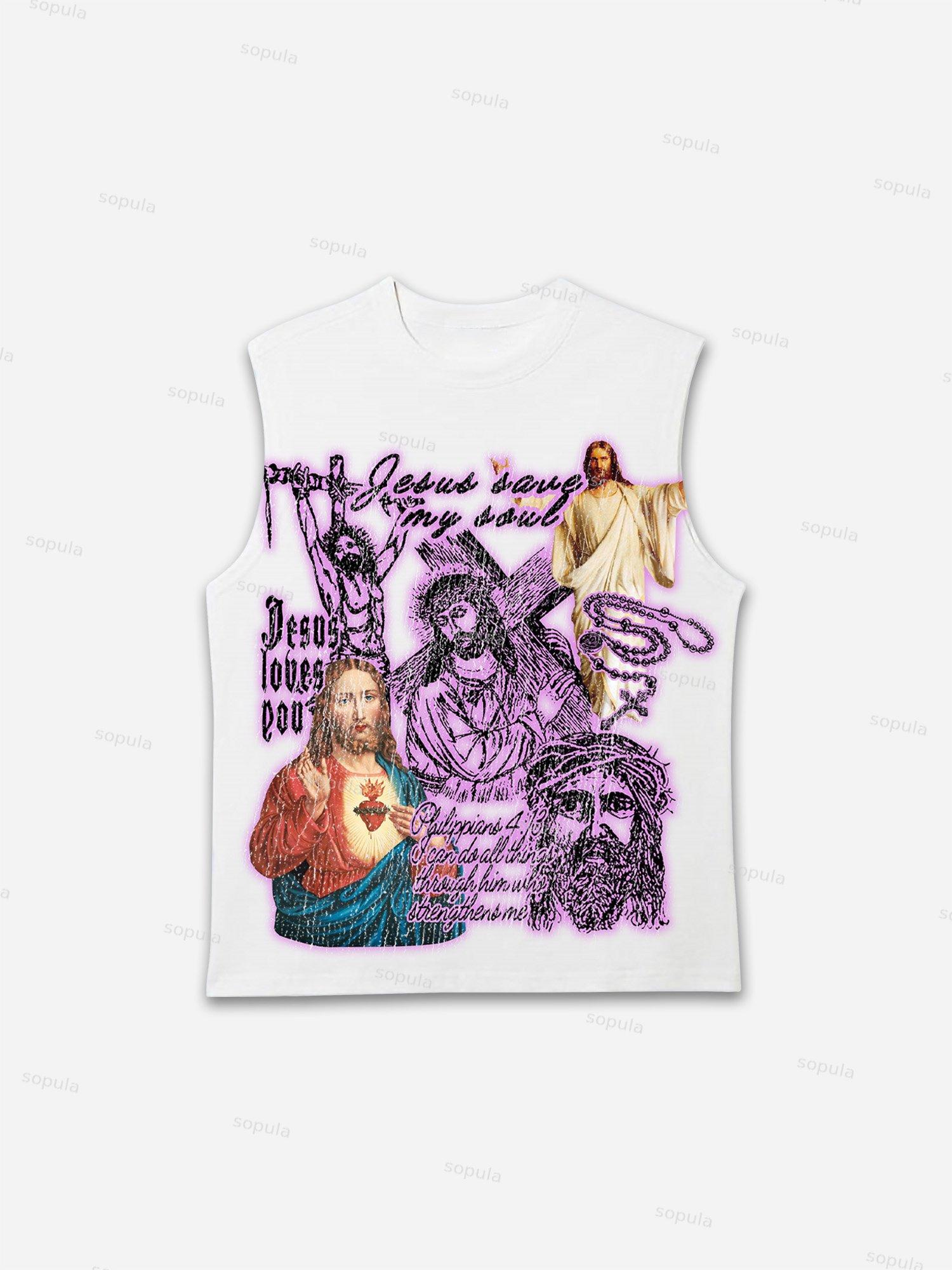 Jesus Portrait Graphic Bible Print Tank Top Product Image