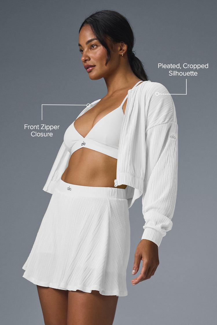 Cropped Micro Plisse Jacket - White Product Image