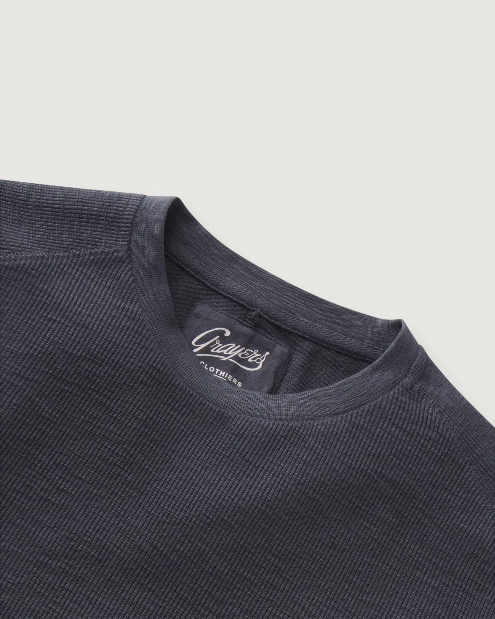 Clint Waffle Cotton Crew - Dark Navy Product Image