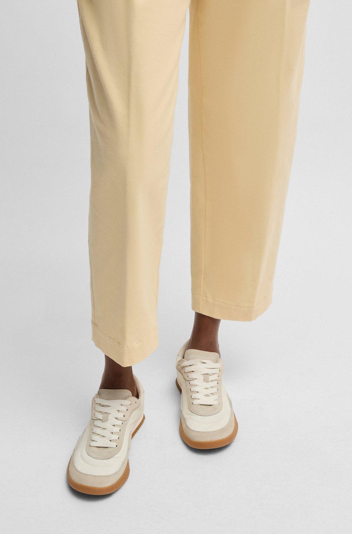 BOSS - Low-top trainers in fabric and suede - White Product Image