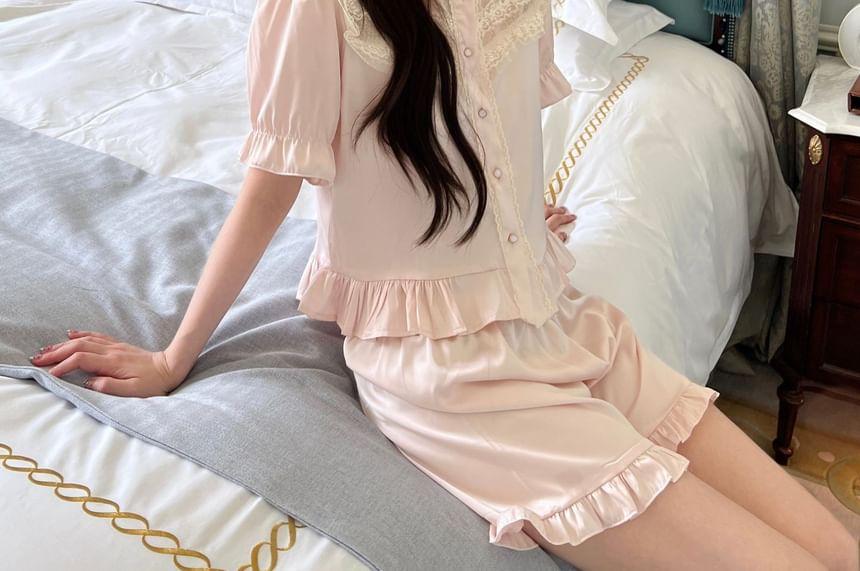 Lace Panel Pajama Set Product Image