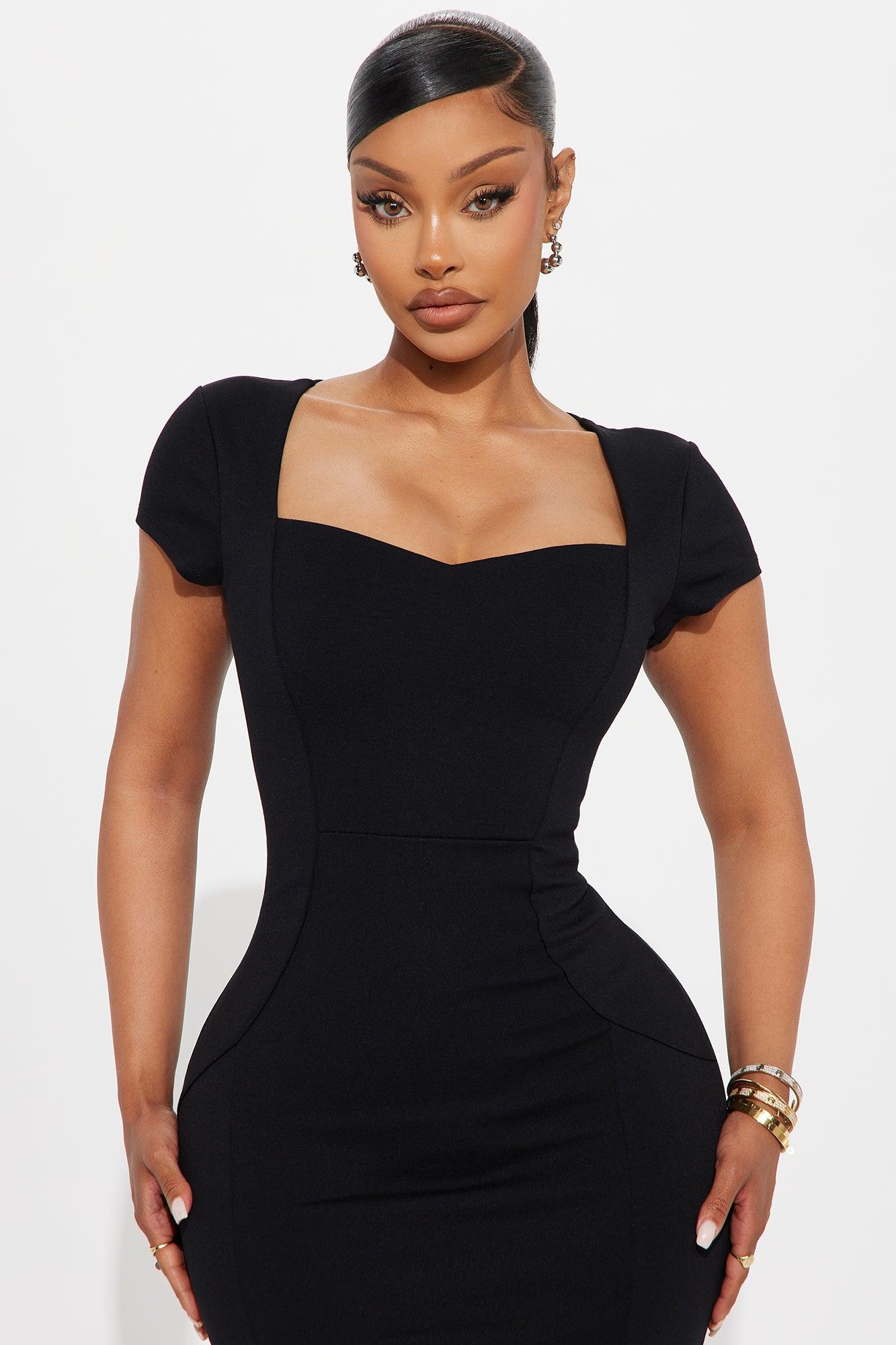 Mabel Mermaid Ponte Midi Dress - Black Female Product Image