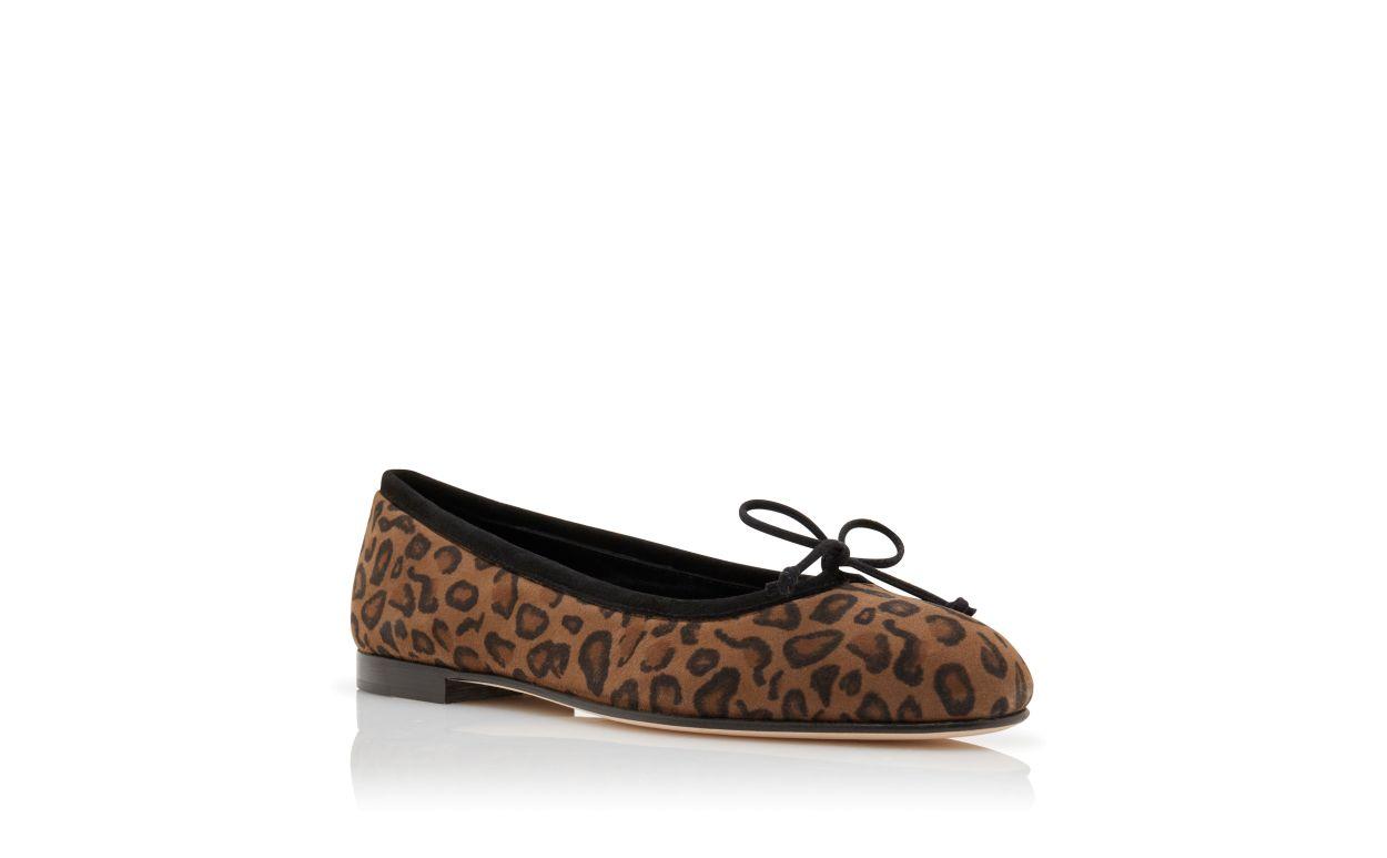 VERALLI Brown Suede Animal Print Ballerina Flats   Product Image