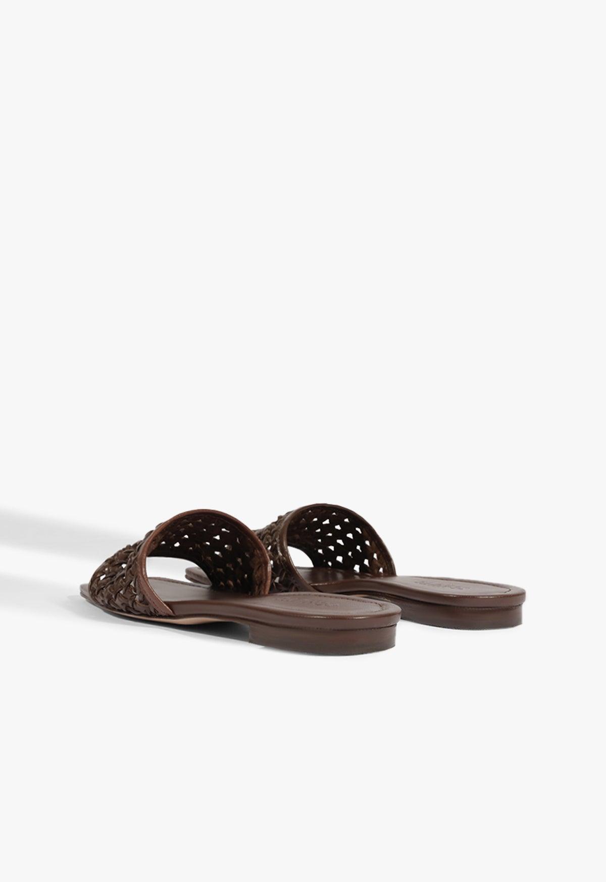 Juliet Brown Leather Flat Sandal Product Image