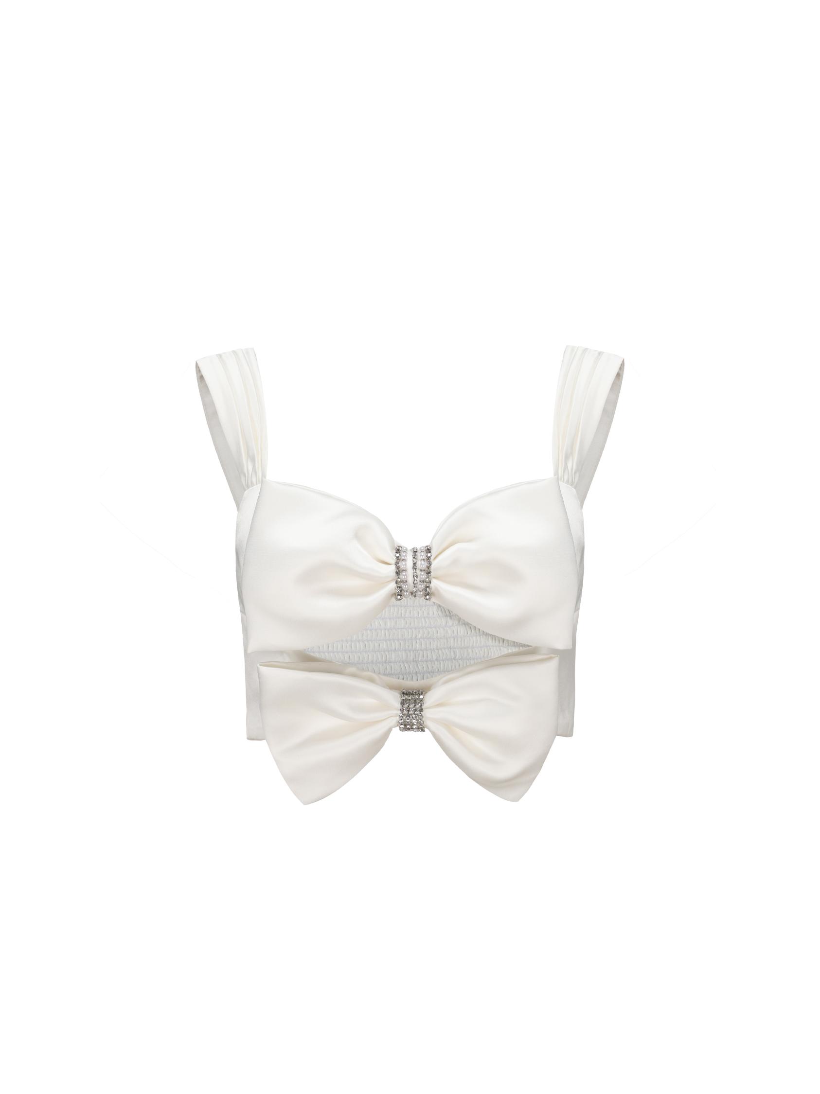 Alexandra Satin Pants (White)  (Final Sale) Product Image