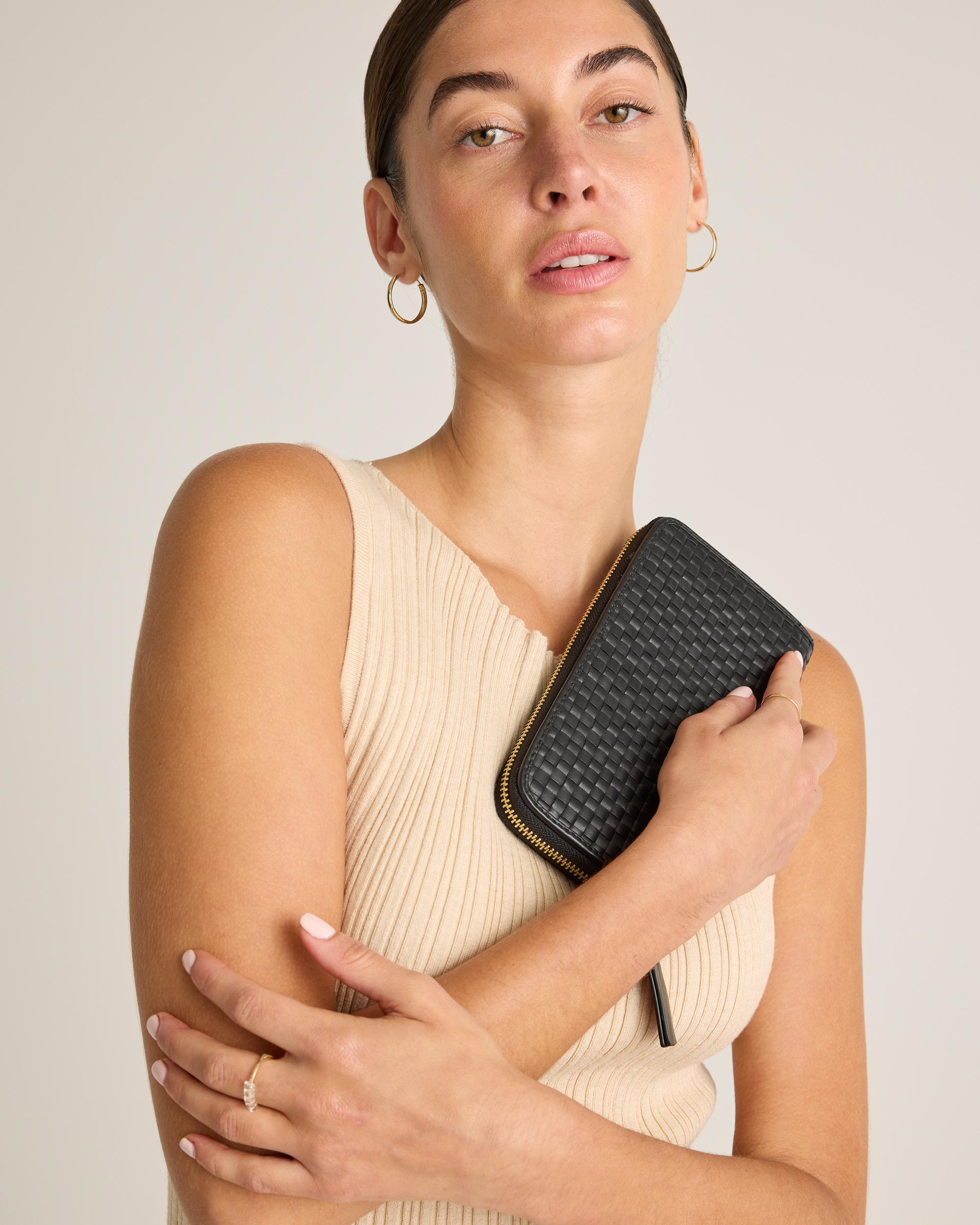 Quince | Women's Italian Leather Handwoven Continental Wallet Product Image