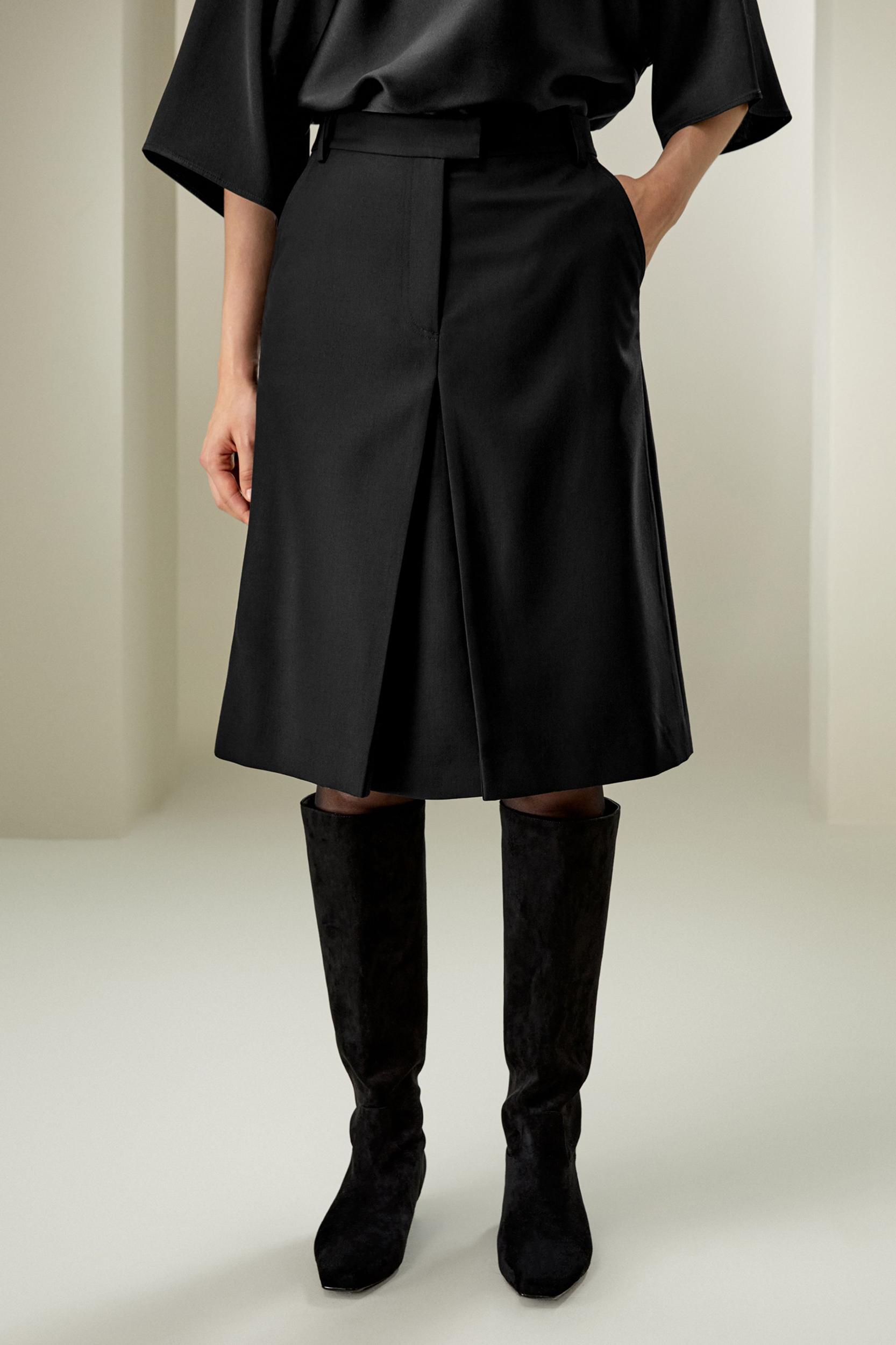 LILYSILK Womens Wool Skirt - Black Wool Silk - Perfect Wardrobe Staples Basic Style Bottoms 16 Product Image