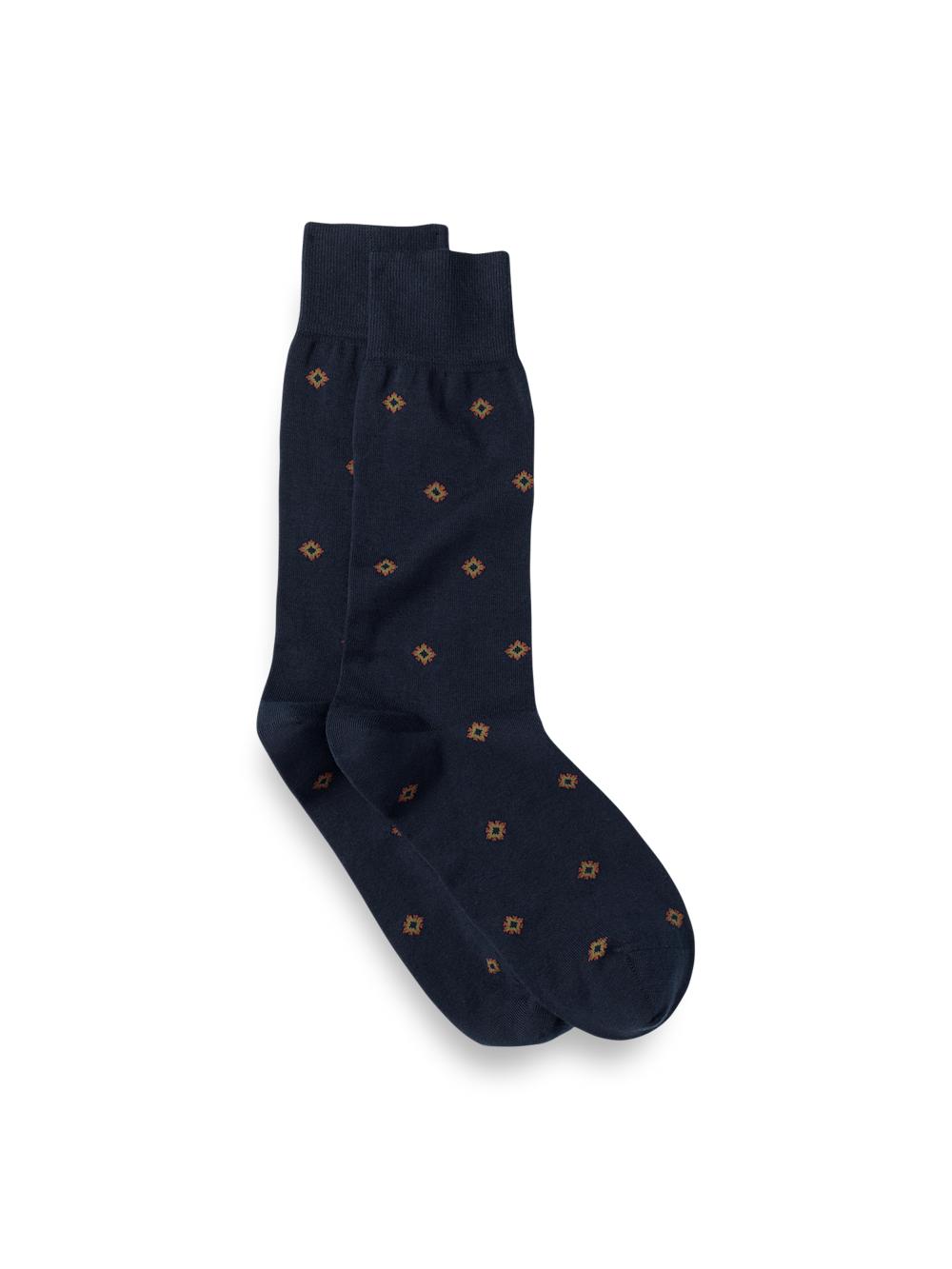 Medallion Cotton Blend Sock - Navy Product Image