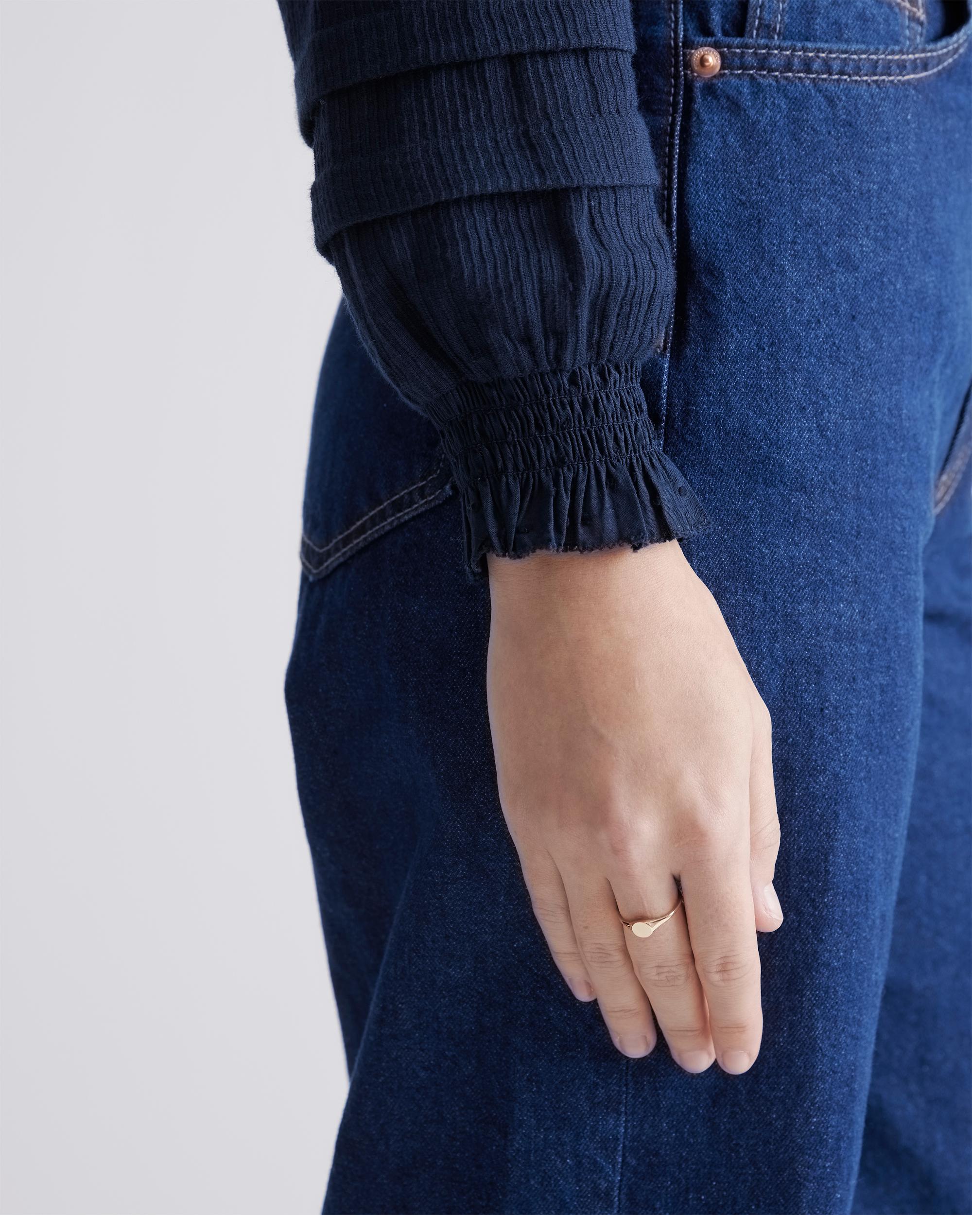 Quince | Women's Organic Textured Cotton Peasant Blouse Organic Cotton Product Image