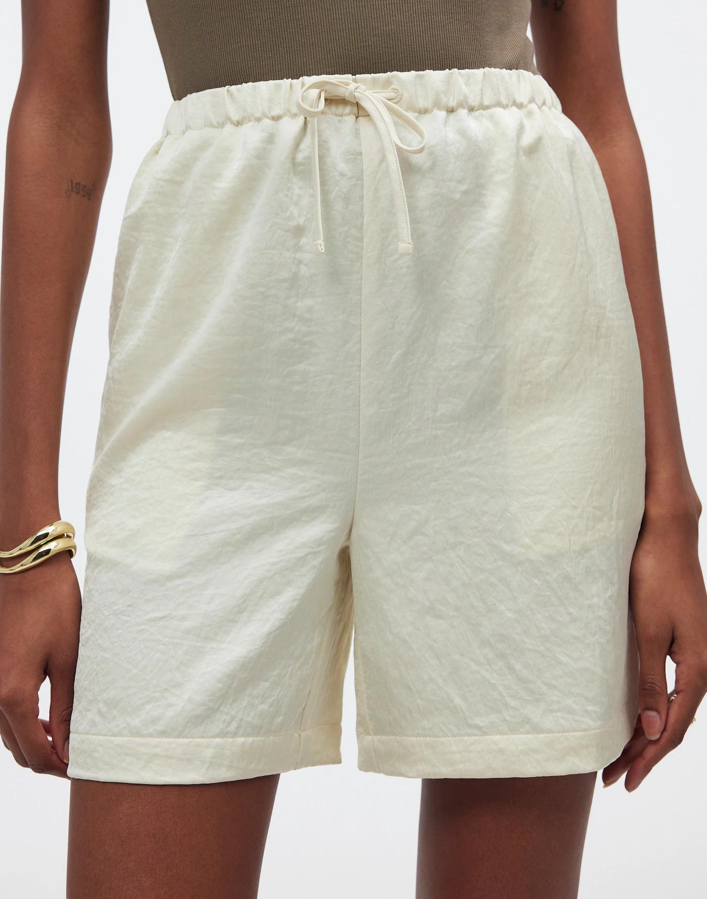 Drawstring Pull-On Shorts in Satin Product Image