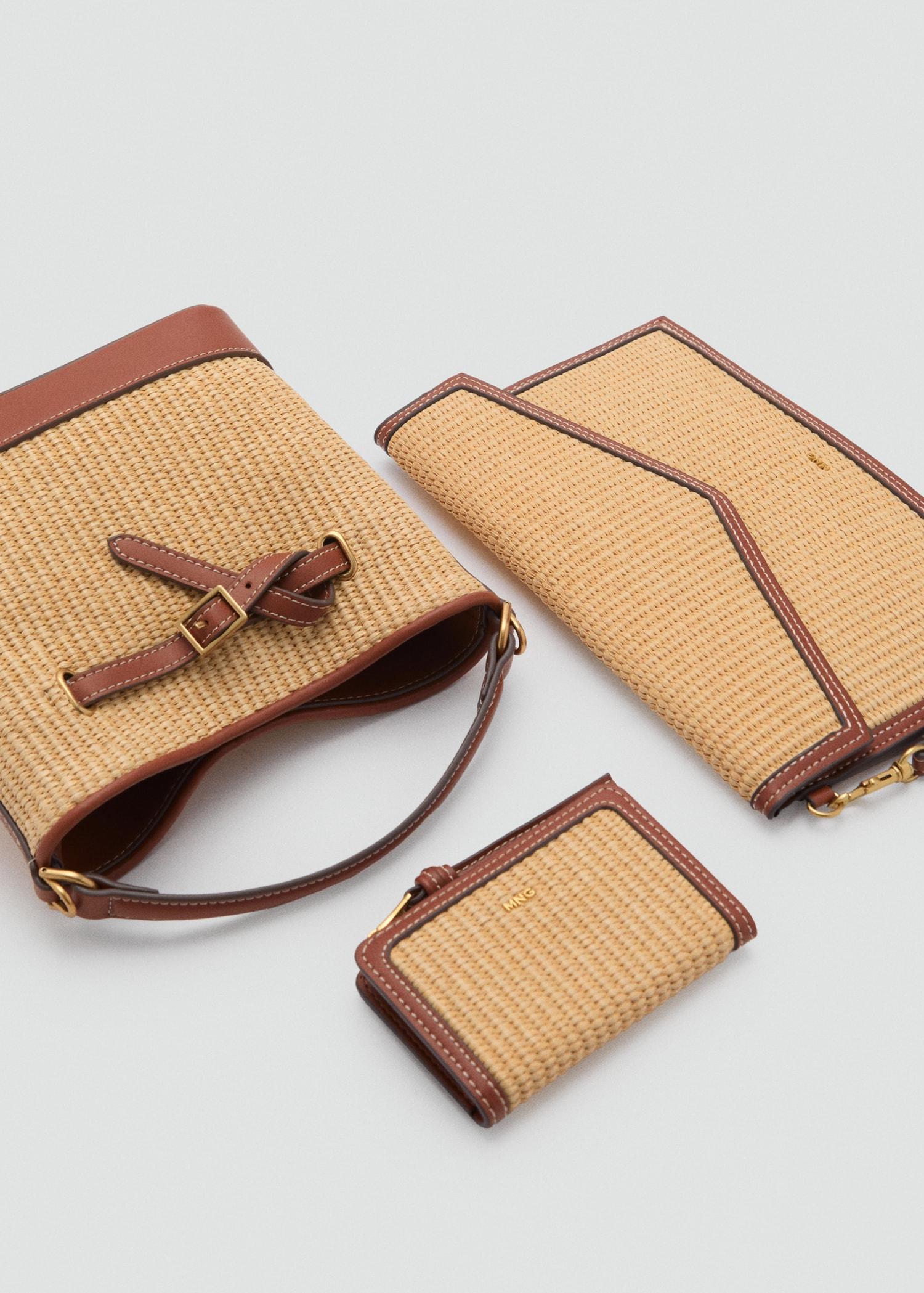 Raffia-effect wallet with flap - Women | MANGO USA Product Image