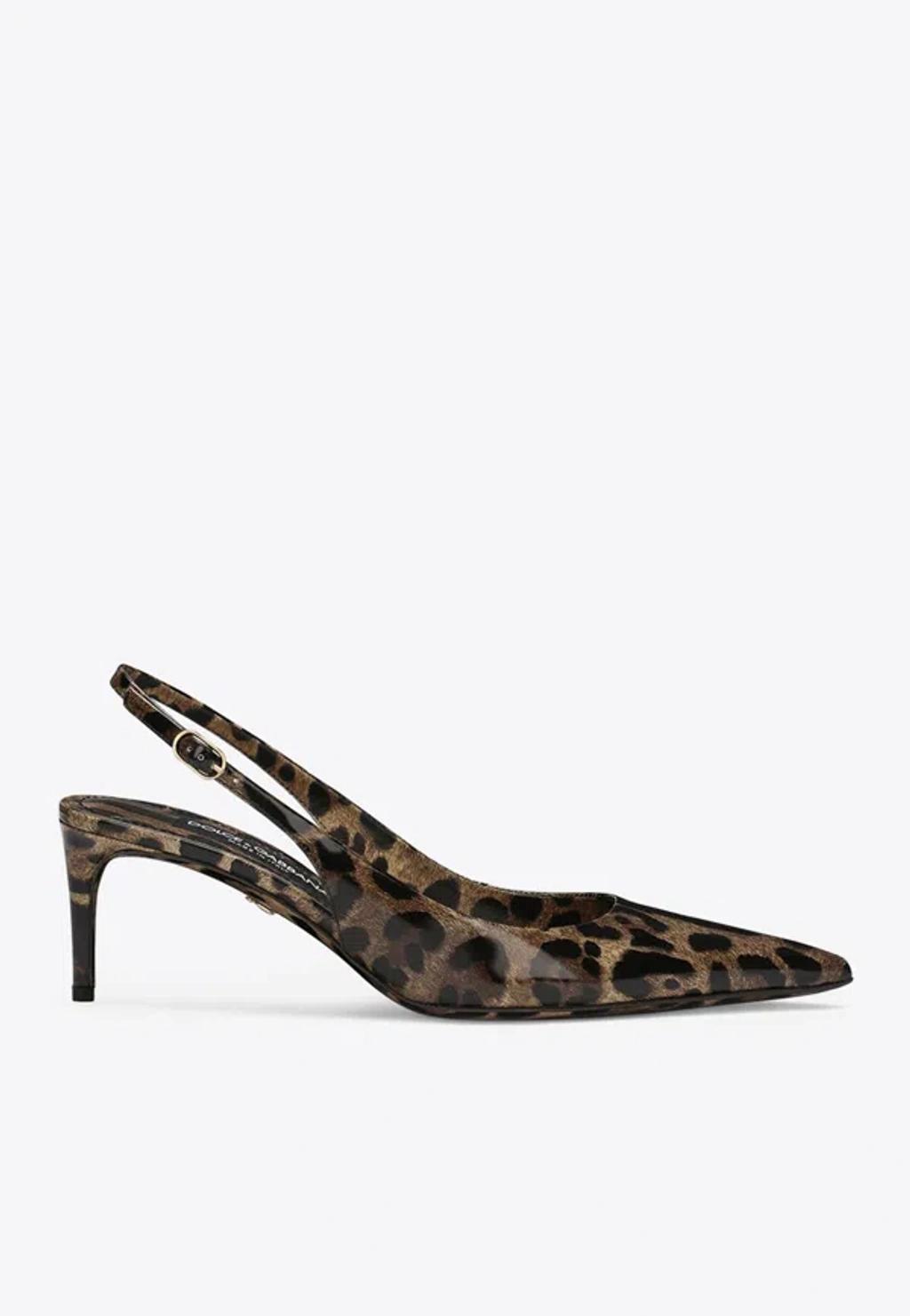 DOLCE & GABBANA Luxurious Leopard Printed Slingback Pumps For Women In Lavender Product Image