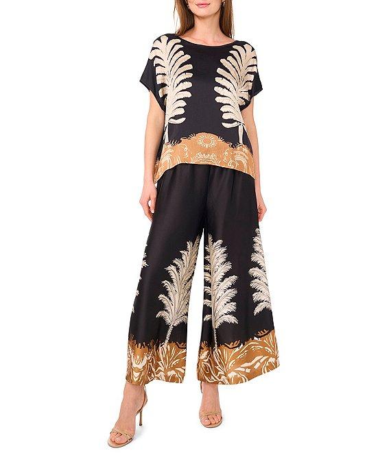 Vince Camuto Leaf Print Wide Leg Ankle Coordinating Pants Product Image