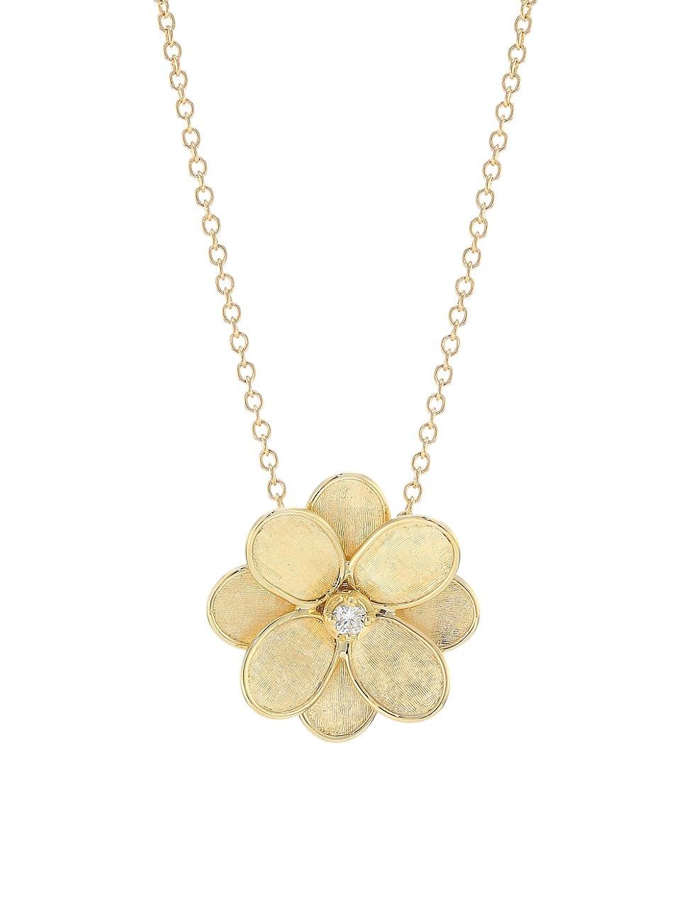 Womens Petali 18K Yellow Gold & 0.08 TCW Diamond Flower Pendant Necklace Product Image