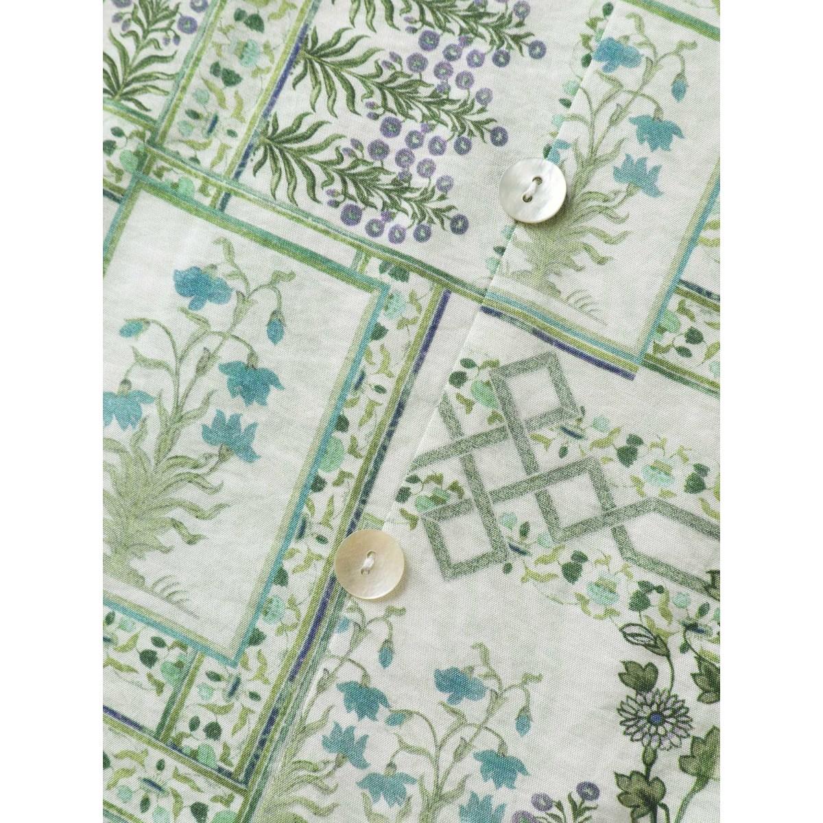 Plus Size Moss Serene Leaf Collage Flutter Sleeve Blouse Women Short sleeve Notched collar Vacation Blouses BloomChic 14-16/1X Product Image