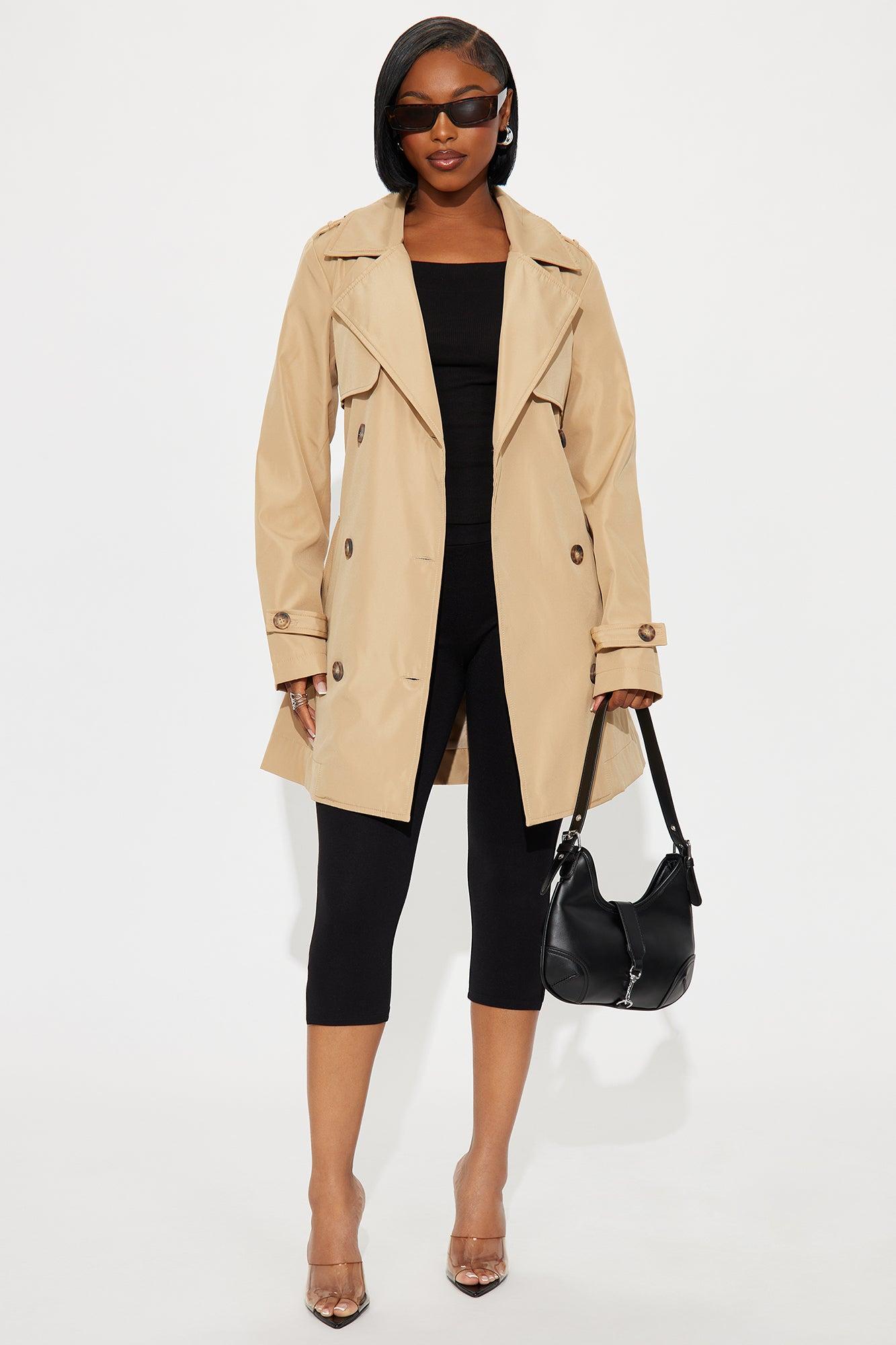 Avery Belted Nylon Trench Coat - Tan Female Product Image