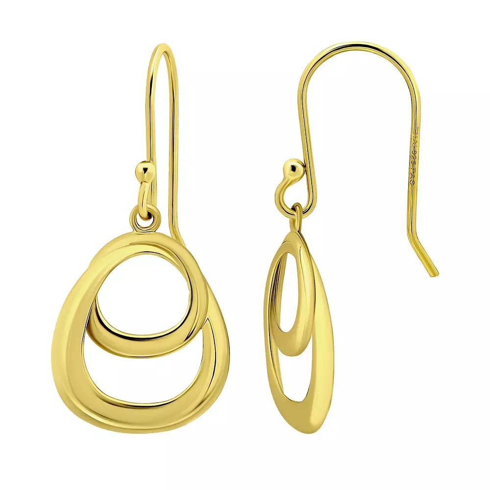 Aleure Precioso Double Interlocking Teardrop Design Drop Fishhook Earrings, Women's, Gold Tone Product Image