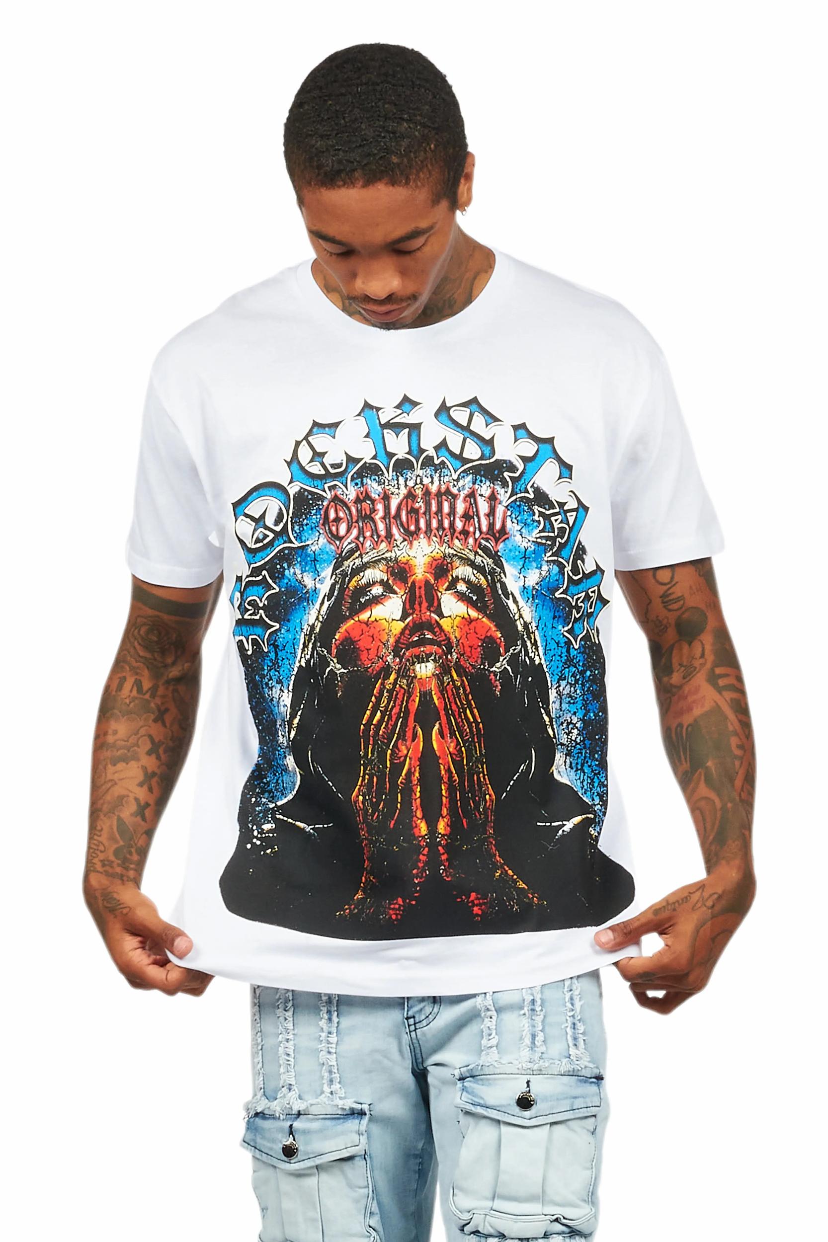 Dallan White Oversized Graphic T-Shirt Male Product Image