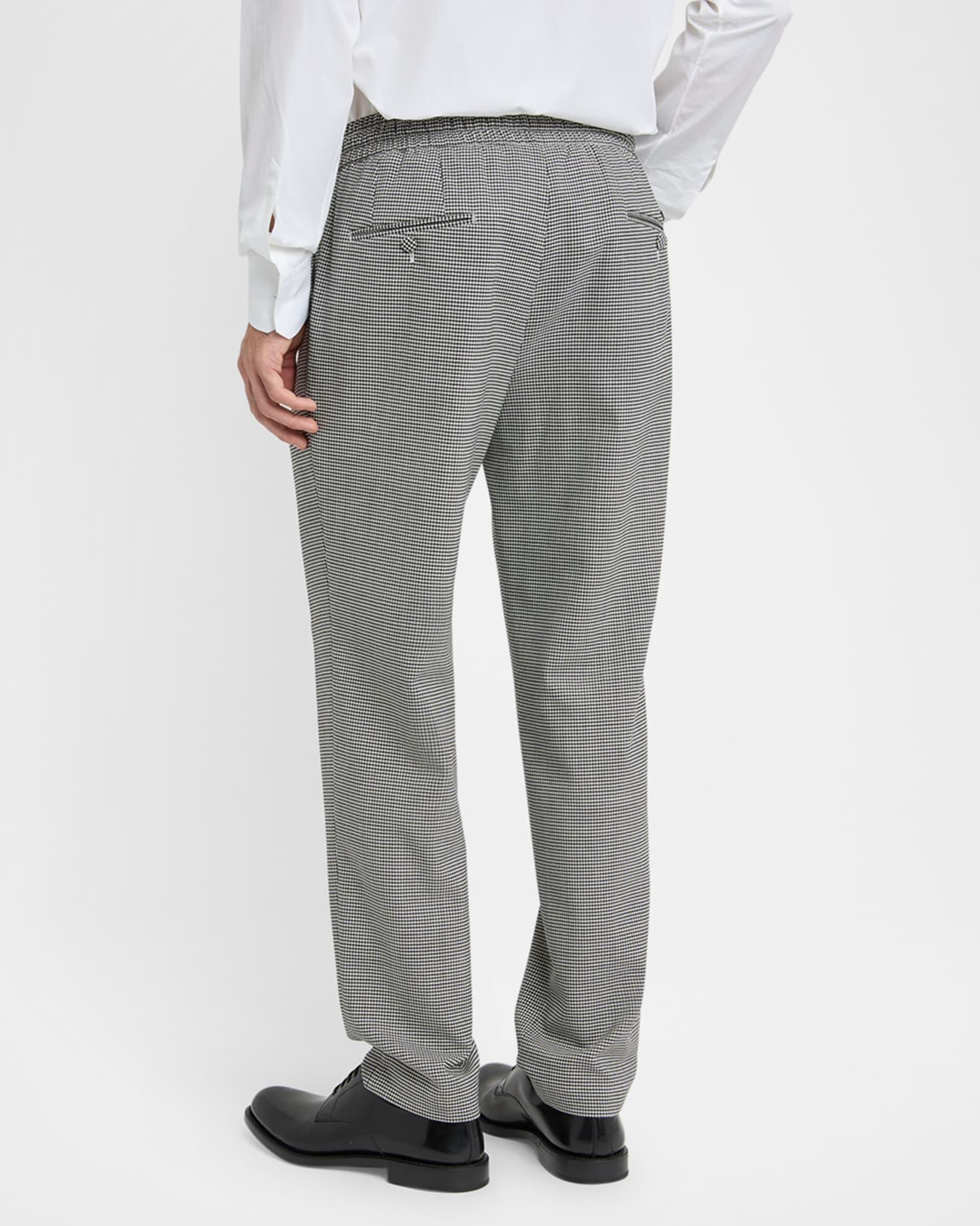 Men's Micro-Houndstooth Pleated Drawstring Pants Product Image
