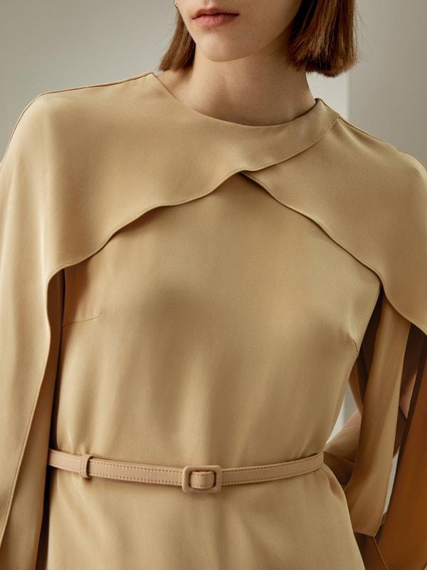 Carissa Side Slit Lantern Sleeve Dress Product Image