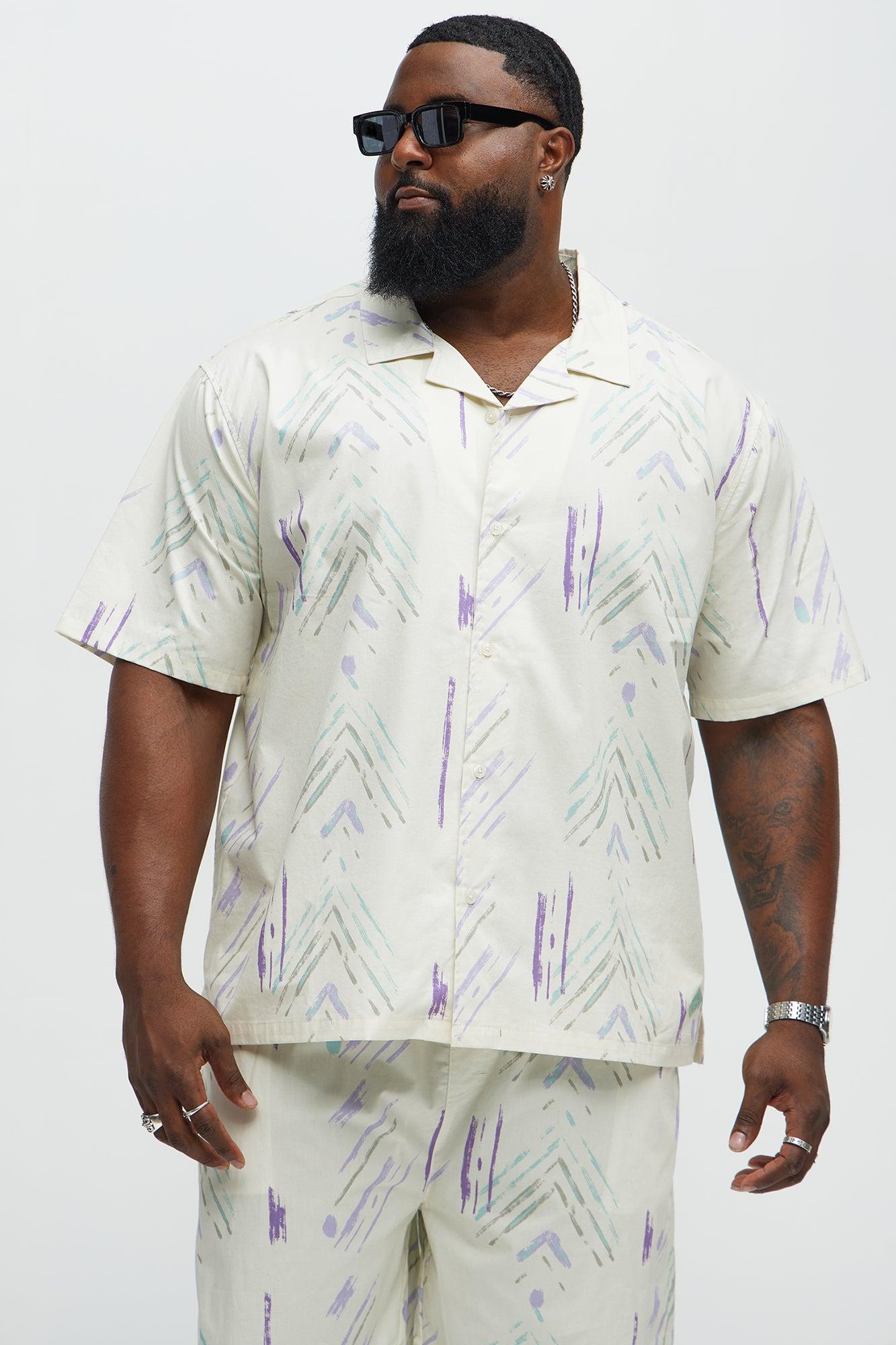 Strokes Poplin Cuban Collar Button Up Shirt - Cream Product Image