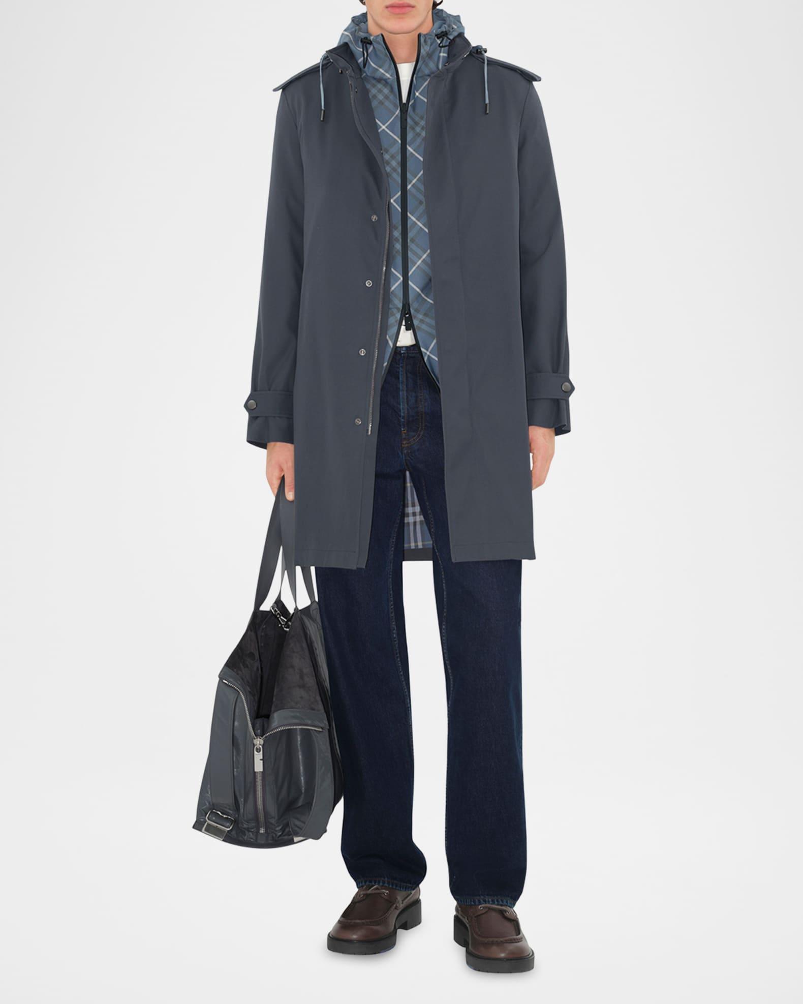 Men's Gabardine Trench Coat with Hood Product Image