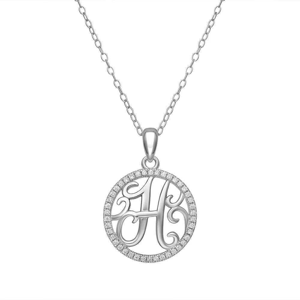 PRIMROSE Sterling Silver Cubic Zirconia Initial Pendant Necklace, Women's, Size: 18" Product Image