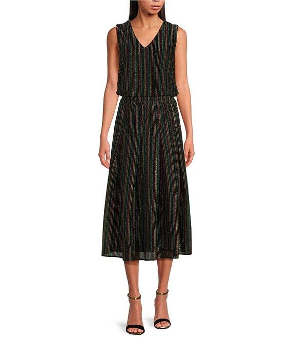 Buru Party Polka Dot Textured Pull-On Pocketed A-Line Coordinating Midi Skirt Product Image