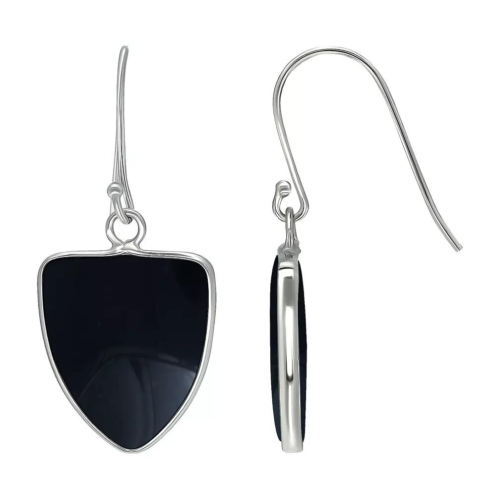 Aleure Precioso Sterling Silver Triangle Shaped Gemstone Drop Earrings, Women's, Black Product Image