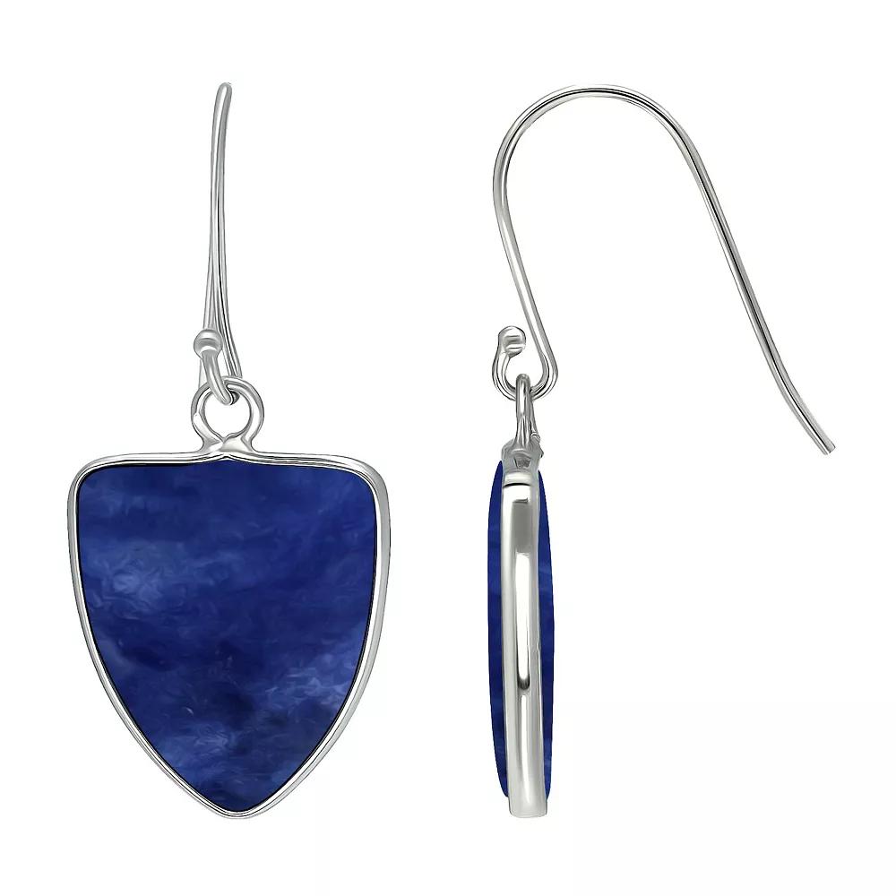Aleure Precioso Sterling Silver Triangle Shaped Gemstone Drop Earrings, Women's, Light Blue Product Image