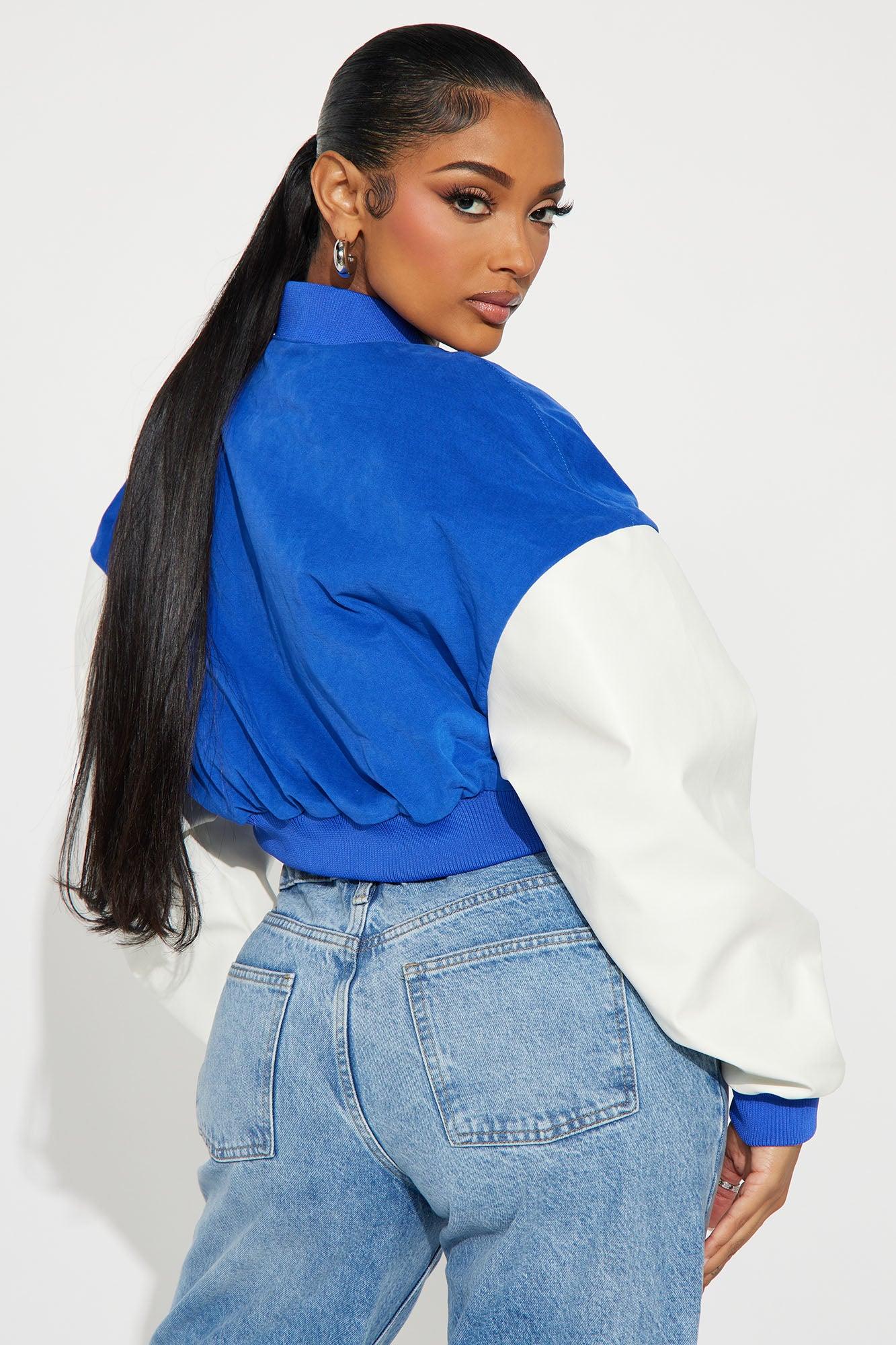 Milan Heritage Faux Leather & Cotton Jacket - Blue/combo Product Image