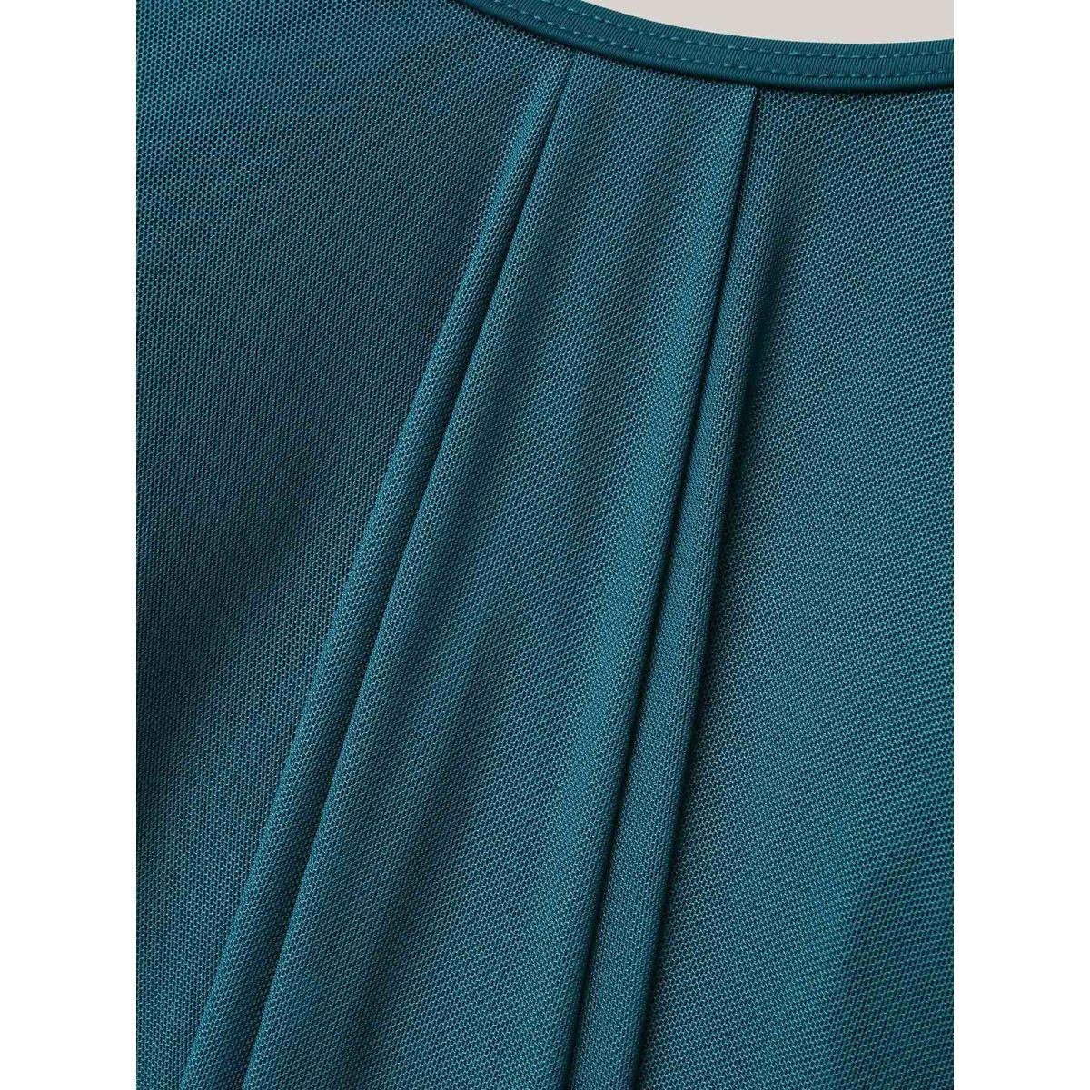 Plus Size Layered Adjustable Straps Flared Swim Top Women's Swimwear Teal Beach Tiered High stretch Bodycon U-neck Curve Swim Tops BloomChic 12/L Product Image