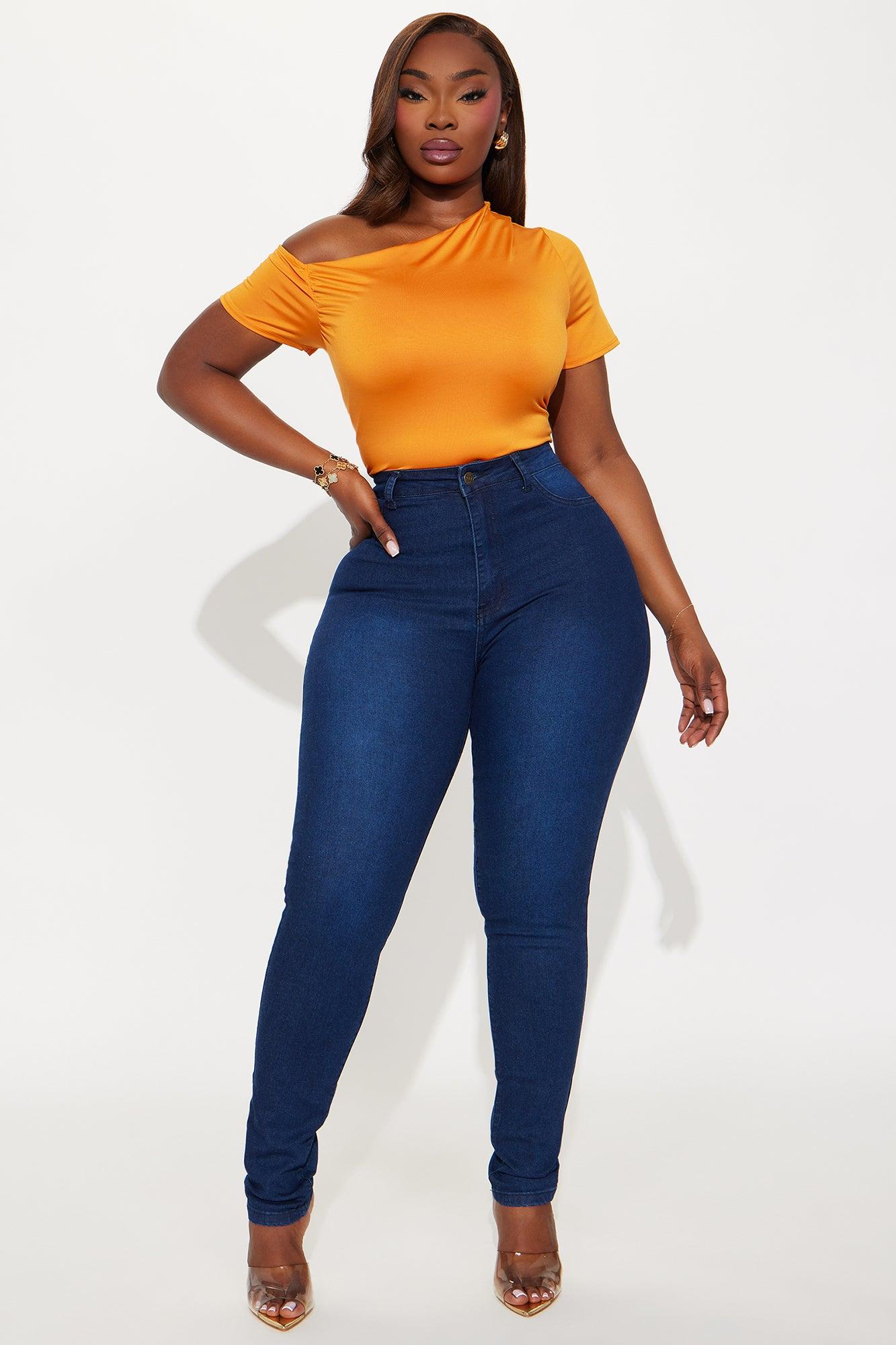 Eesha Ruched Off Shoulder Bodysuit - Orange Female Product Image