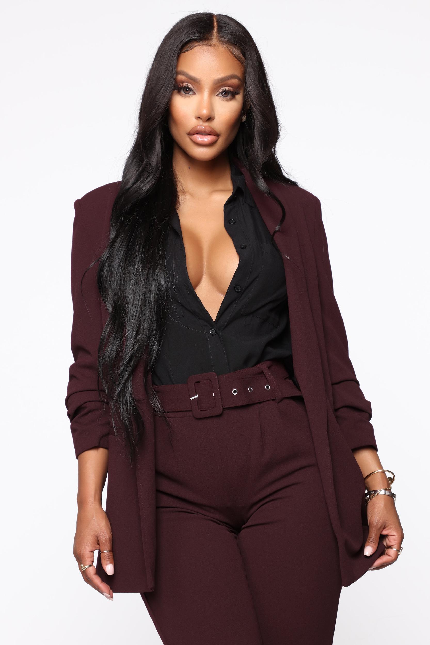 The Celine Blazer - Burgundy Product Image