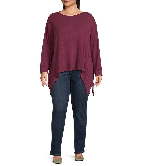 Westbound Plus Size Long Sleeve Crew Neck Asymmetrical Hem Top Product Image