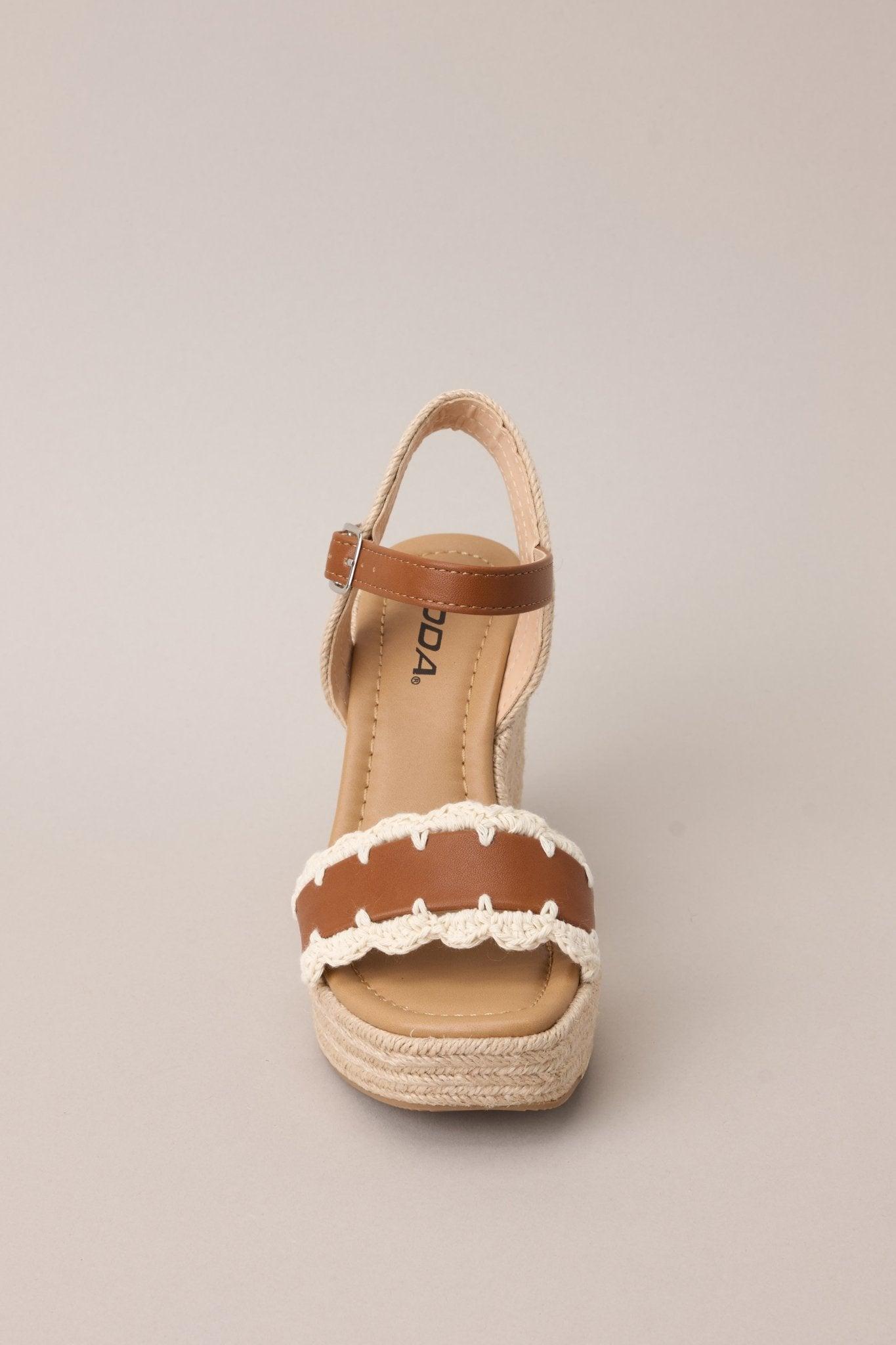 Escape to Sea Tan Scalloped Espadrille Wedge Sandals Product Image