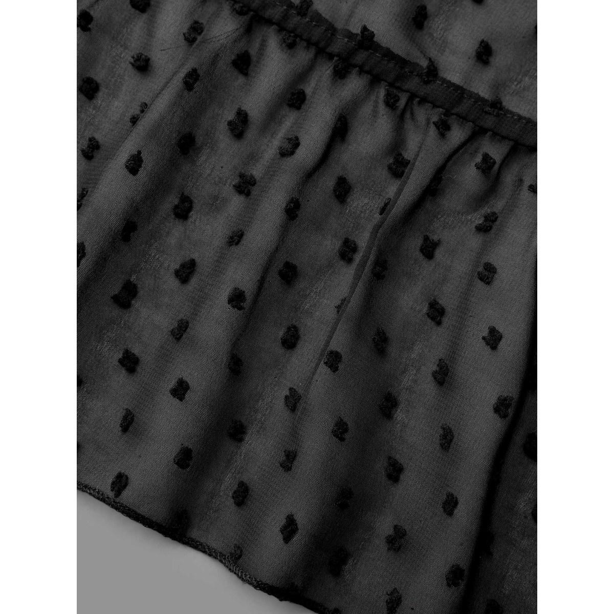 Plus Size Textured Dots Sheer Waist-Tie Kimono Women Black Elegant See through Bodycon Everyday Kimonos BloomChic 18-20/2X Product Image