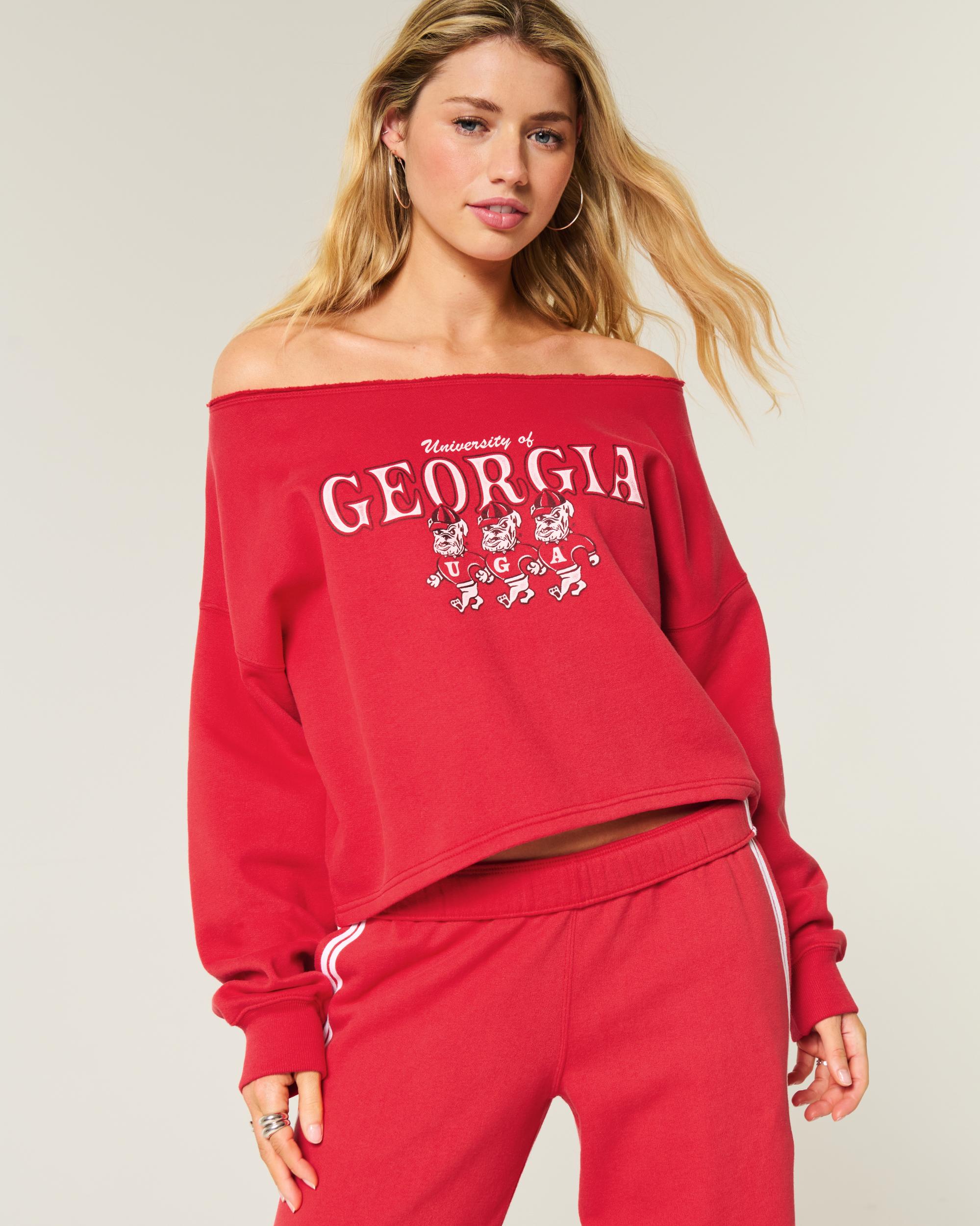 Easy Double Off-the-Shoulder University of Georgia Graphic Sweatshirt Product Image