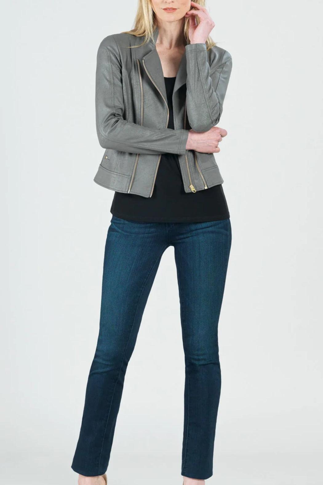Double-Zip Leather Jacket Product Image